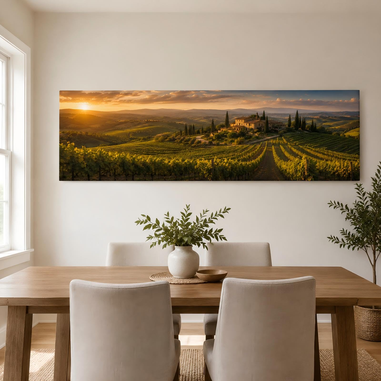 RGsixiot Cuadro en Lienzo Viñedo Toscano con Hacienda Panorámico Foto