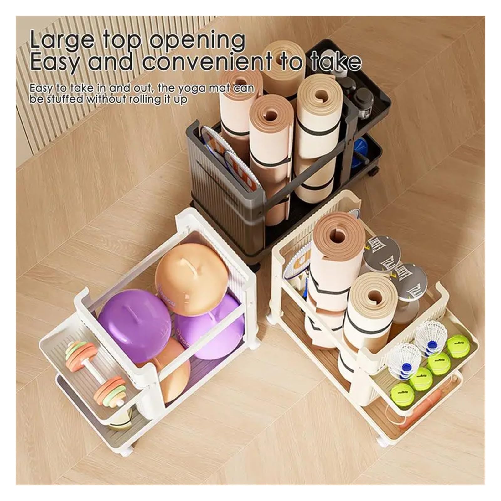 Support Halteres Panier de rangement for tapis de yoga Chariot de maison Support de rangement for équipement de fitness Support de rangement for équipement d'exercice avec roulettes universelles infér