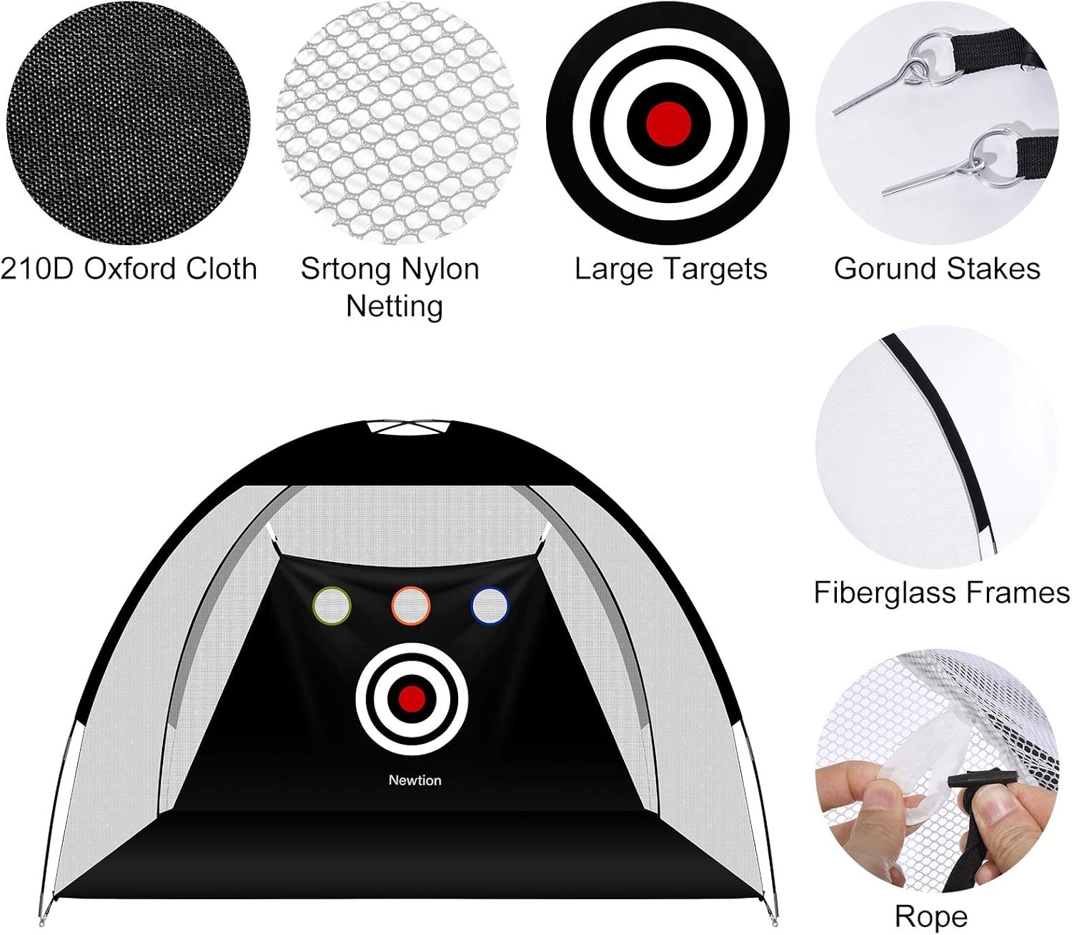 Newtion 6.6 x 4Ft Golf Net Black - Portable Golf Hitting Net with Carry Bag and 5 Golf Balls for Kids and Adults Backyard Driving and Swing Chipping,Practice Golf Training Aid, Game, Home, Outdoor Use : Sports & Outdoors