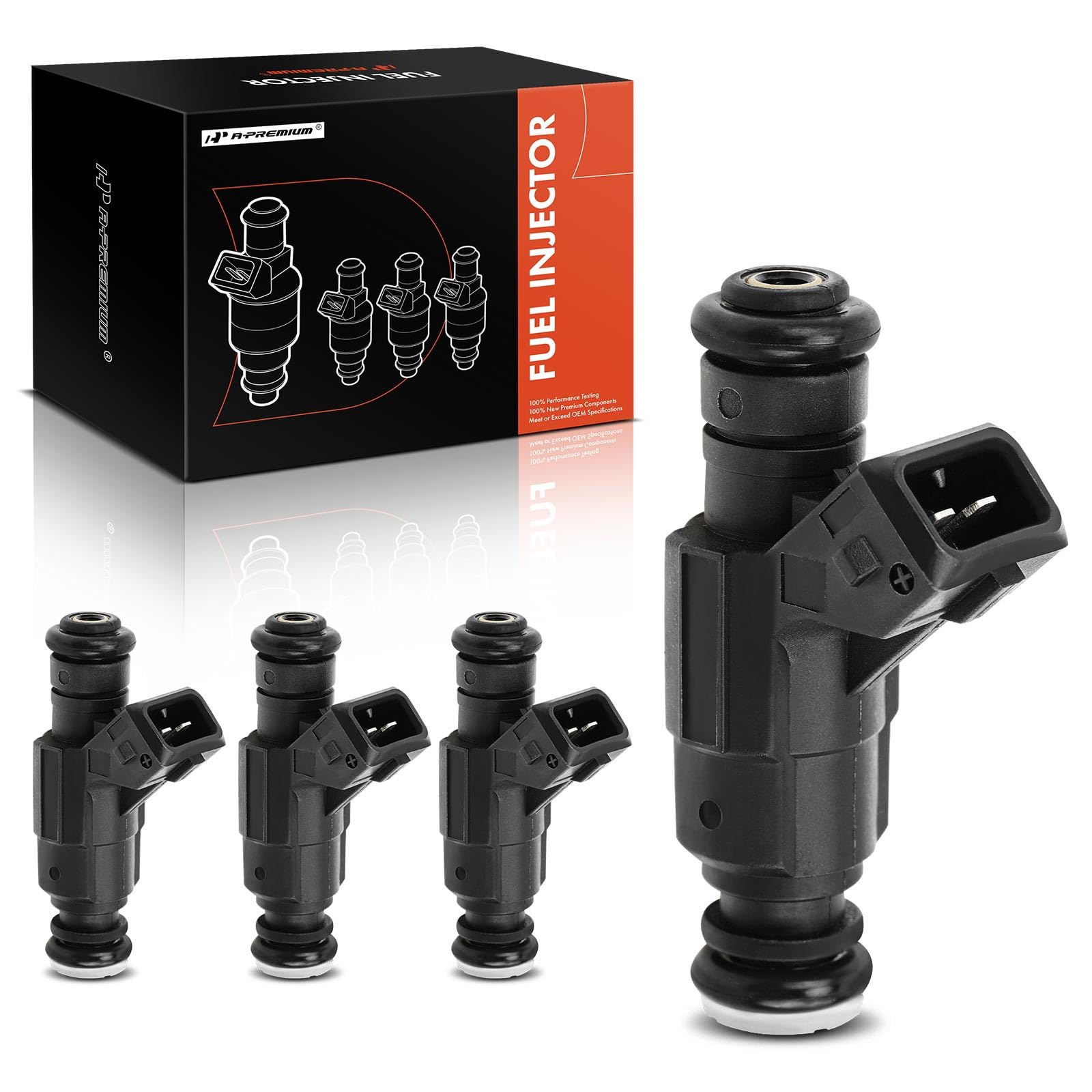 A-Premium Fuel Injectors Compatible with Audi TT 00-06 & Seat Leon 01-06, Toledo 2003 & VW Beetle 00-01, Golf 03-06, Compatible with Jetta 01-05, 1.8L Gas, Set of 4, Replace# 0280156061146