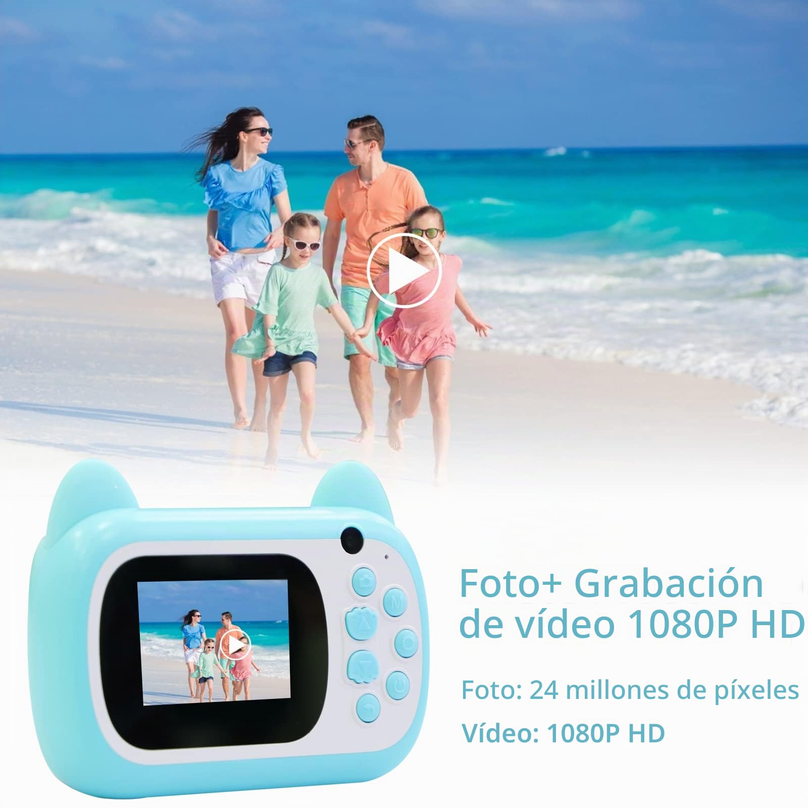 TOYOGO Cámara de Fotos instantánea Digital, Pantalla LCD de 6,1 cm, para niños con Zoom de 6X, Lente Doble de 24 megapíxeles y grabadora de vídeo 1080 P, para niños (Verde)