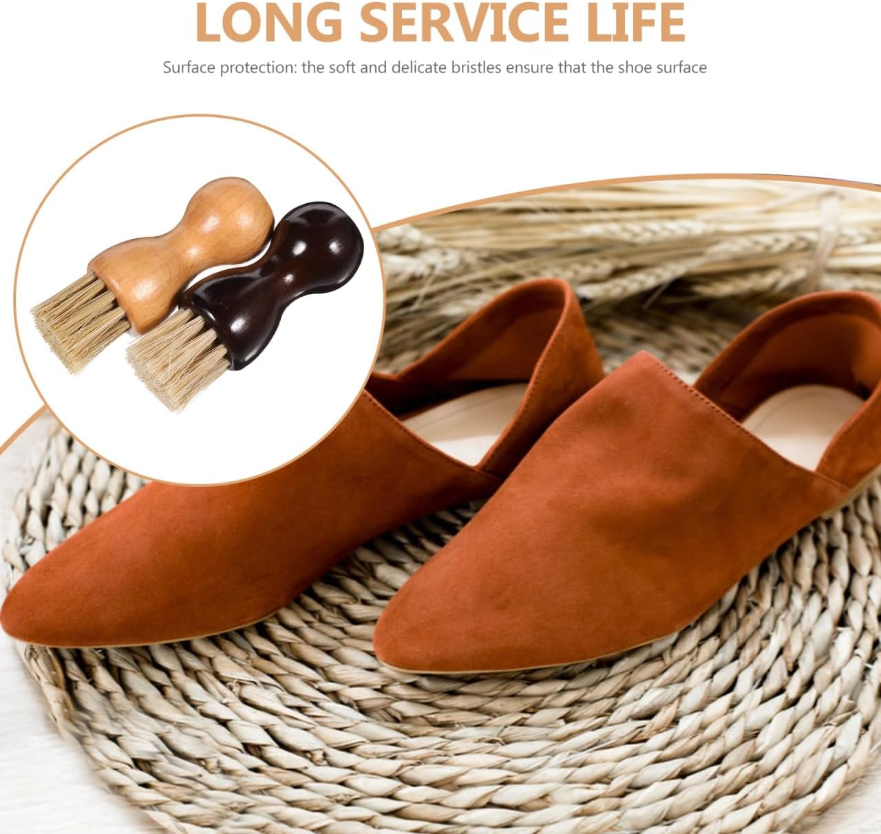 2pcs Shoe Polish Applicator Brush Soft Bristle Shoe Shine Brush for Boots Shoes Bags and Belts Tool for Travel Office and Daily Cleaning