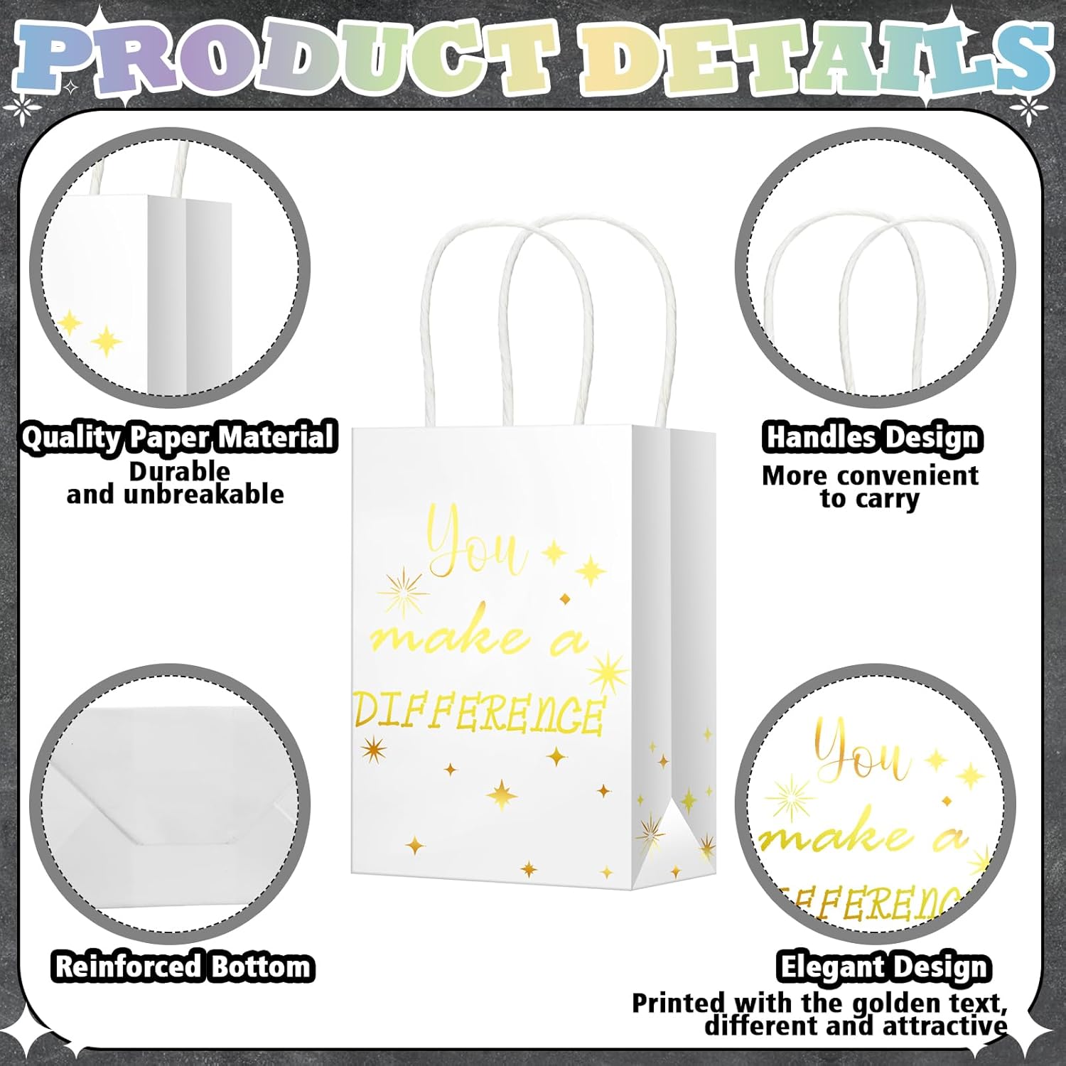 Gueevin 40 Pcs Employee Appreciation Gifts Bulk Thank You Bags CNA Gift Bags Bulk Paper Snack for Staff Teacher Team End of The Year Staff(Appreciation,Black Gold)