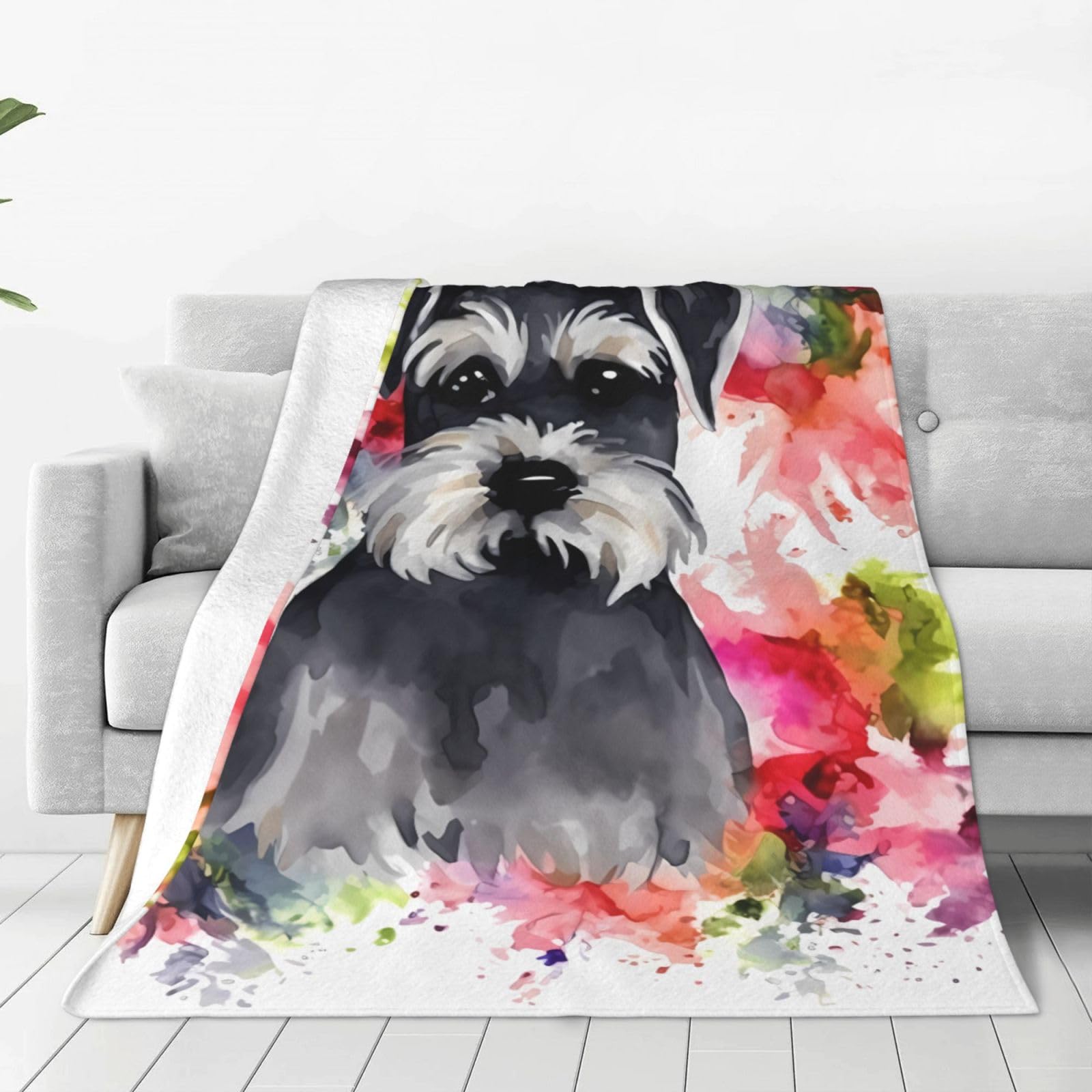 KLOPH Schnauzer Throw Blanket 40"x30" Flannel Fluffy Warm Blanket for Couch, Reversible Plush Blankets for Bed, Comfy Fuzzy Blanket for Sofa, Plush Lightweight-Blankets for All Season