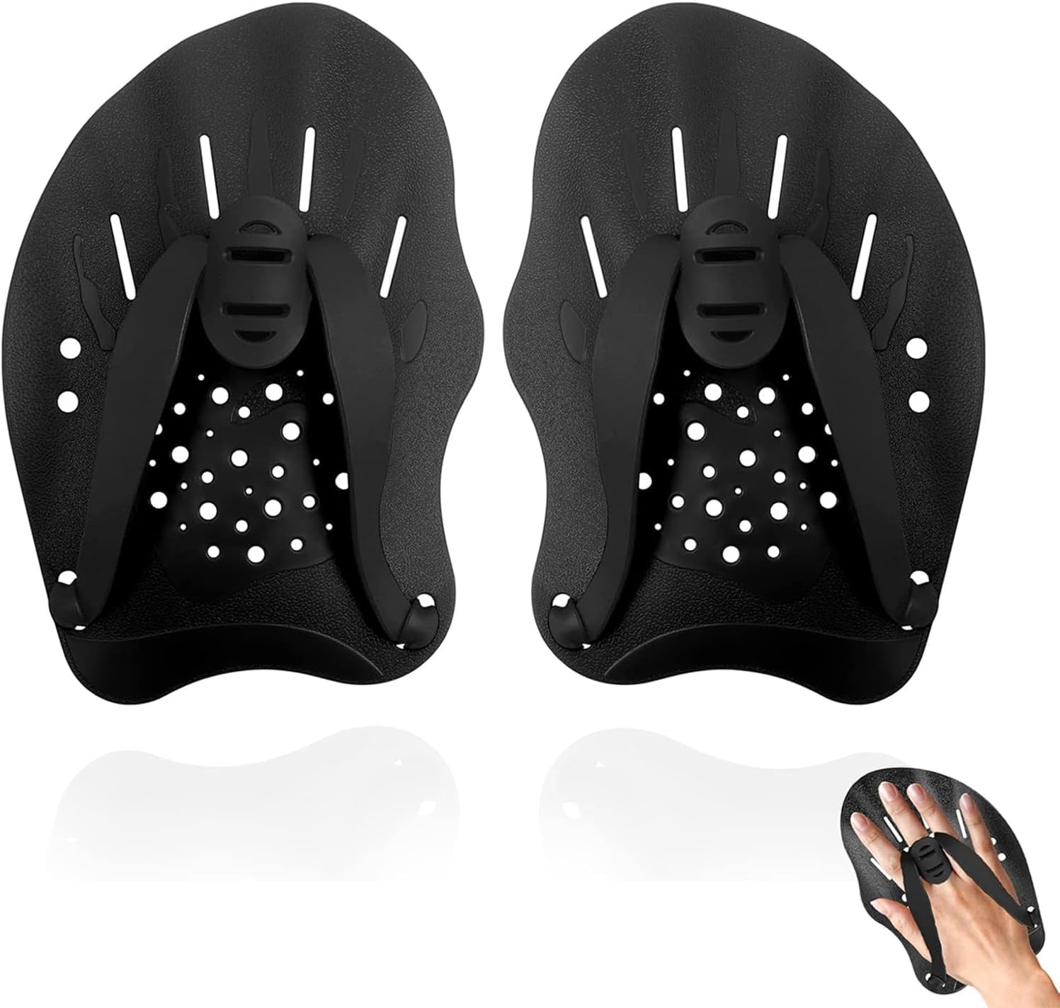 1 Pair Swimming Paddles, Hand Paddles For Swimming Training, Adjustable Straps Power Strength Training Aid Pool Exercise Equipment Accessories For Adults Kids Unisex