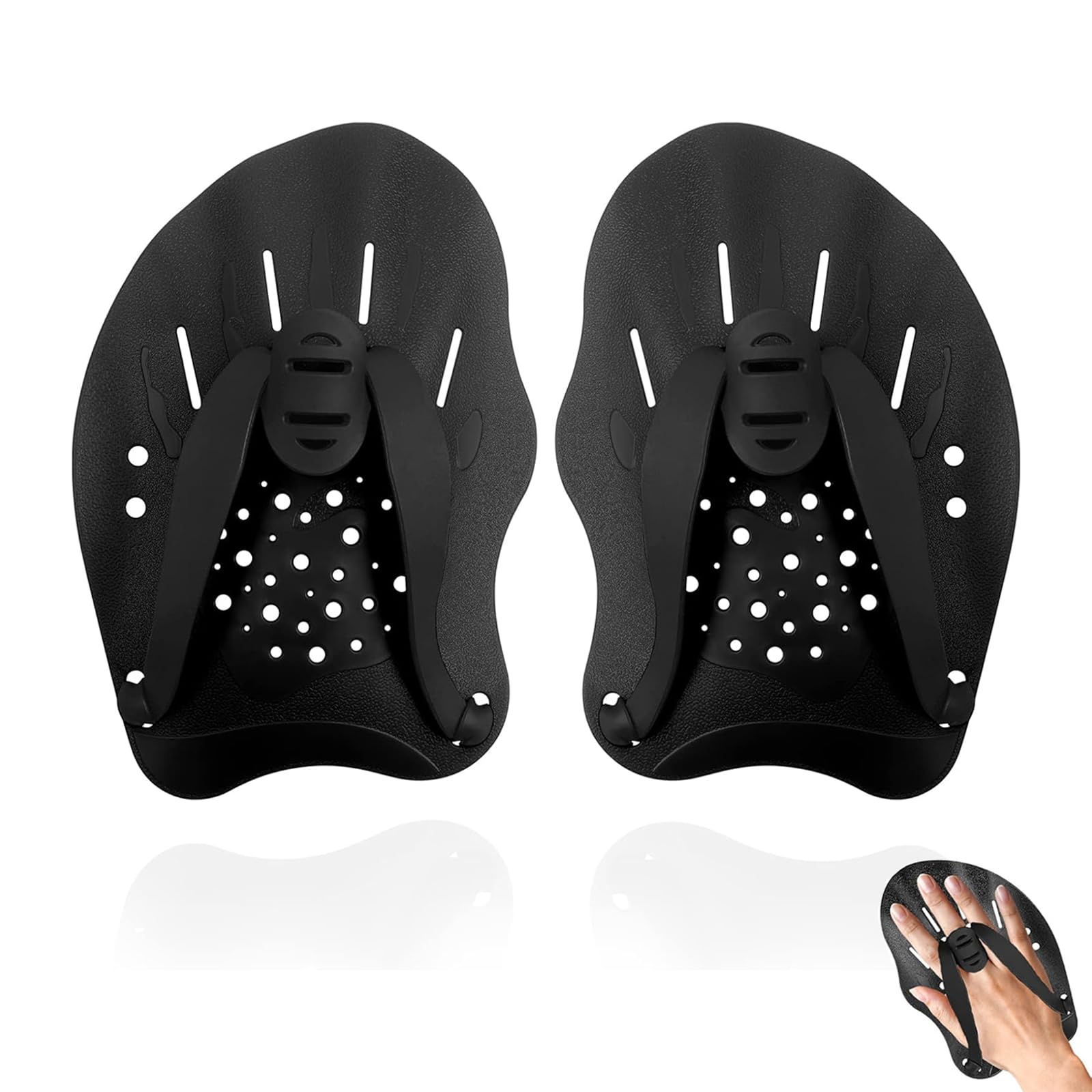 1 Pair Swimming Paddles, Hand Paddles For Swimming Training, Adjustable Straps Power Strength Training Aid Pool Exercise Equipment Accessories For Adults Kids Unisex