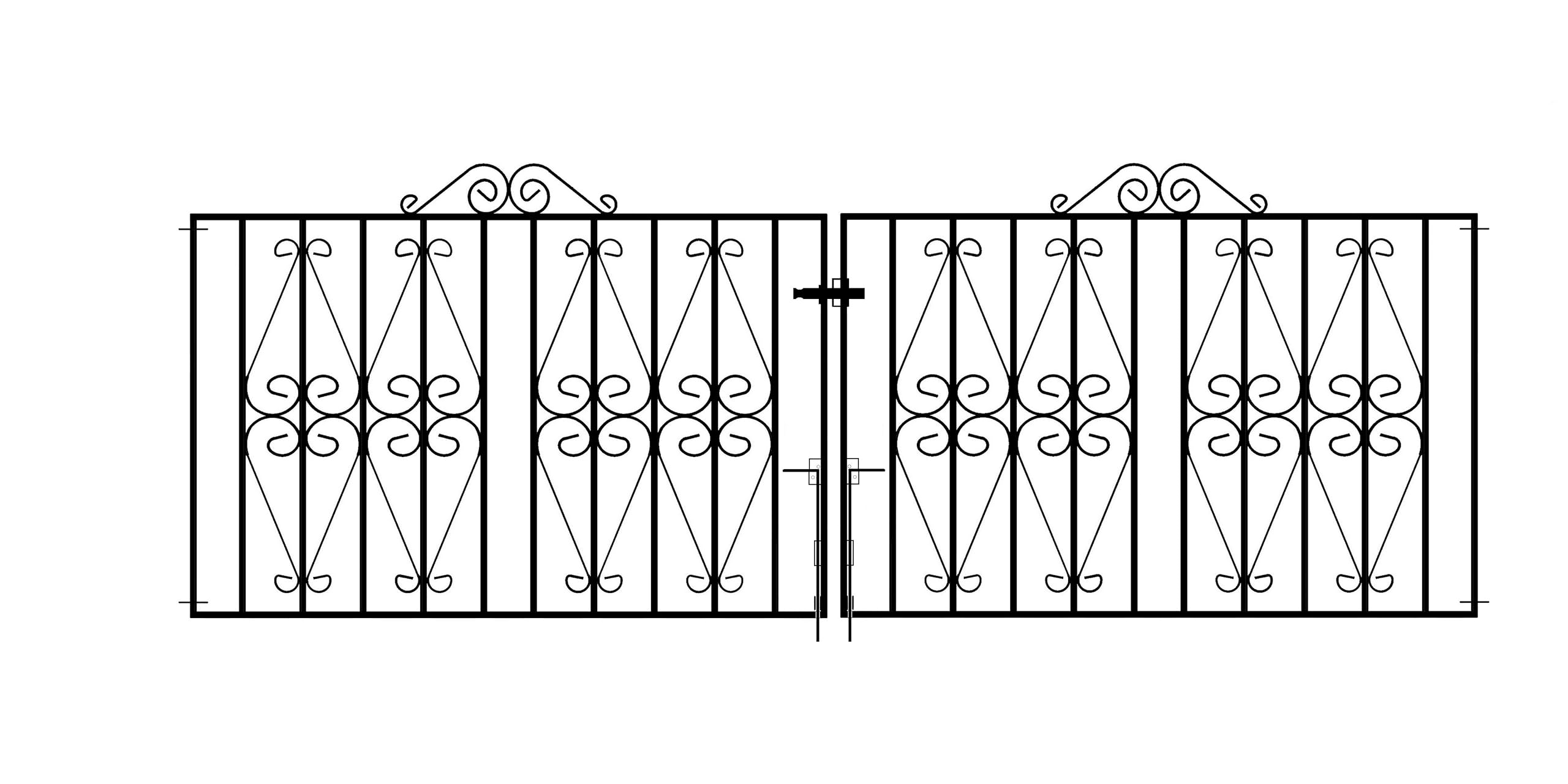 STIRLING Scroll Driveway Gates 2743mm (9ft) GAP x 914mm High Galvanised Wrought Iron Metal gate ST16ZP