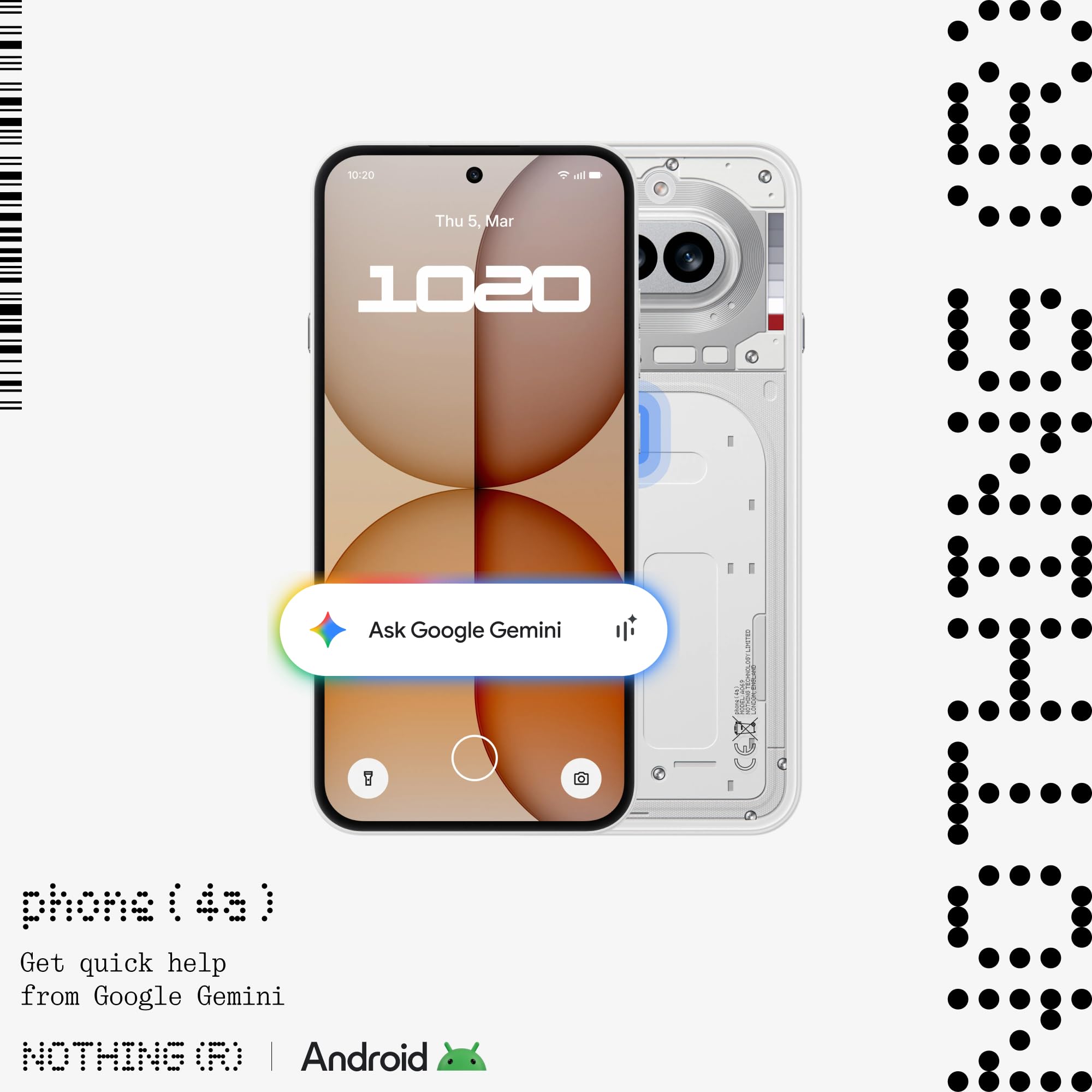 Nothing Phone (4a) - Tripla Fotocamera 50MP, Ultra Zoom 70x, Smartphone Trasparente, Batteria Lunga Durata, Ricarica Rapida 50W, AMOLED 120Hz, Glyph Bar, 12GB+256GB - Bianco