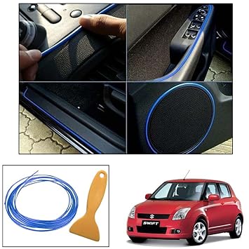 Vheelocityin 5Metre Interior Trim Decorative Strip - Blue for Maruti Suzuki Swift Old