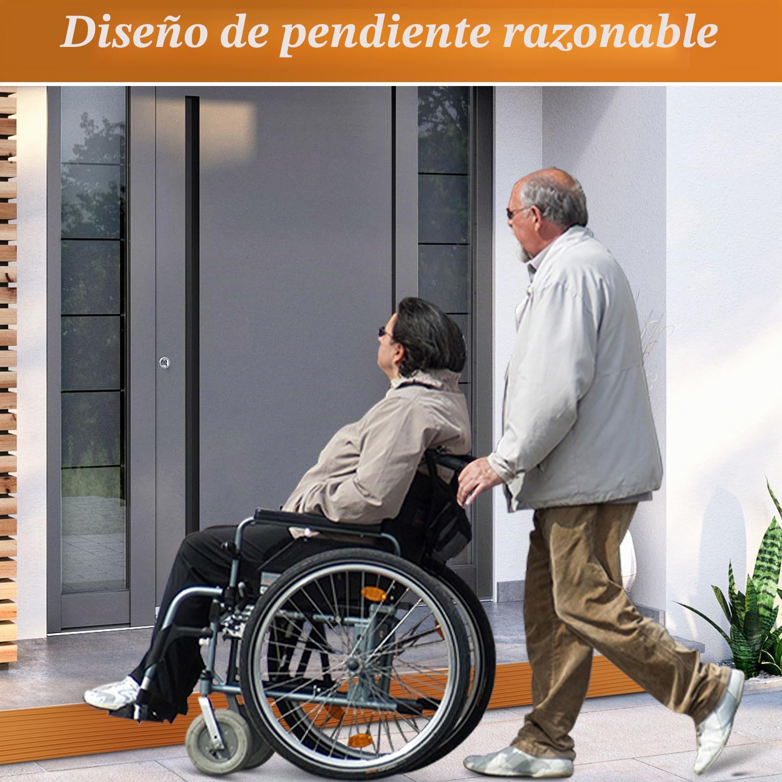 Rampa de PVC para silla de ruedas, superficie antideslizante, rampas para umbrales de puertas, rampa de umbral, rampa de goma. Rampa de acceso para silla de ruedas, cochecitos, andadores o patinetes