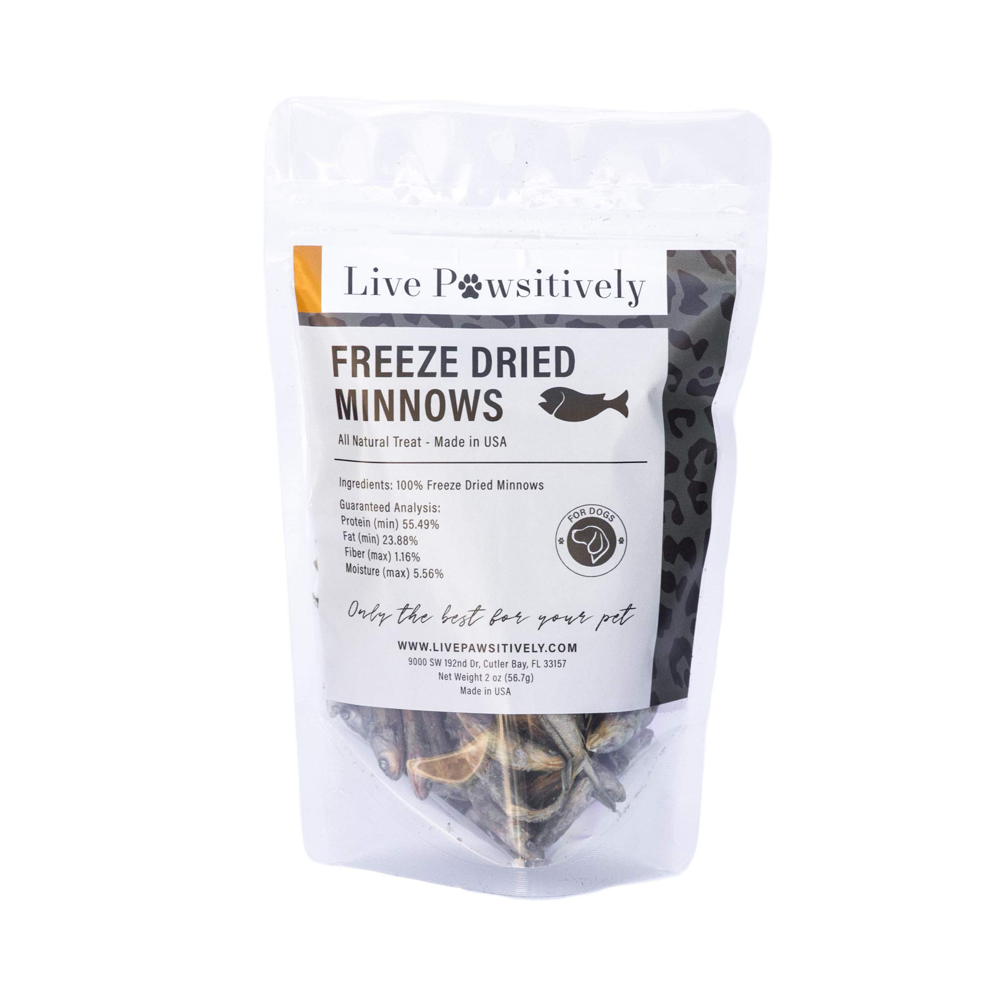 All-Natural Treat for Dogs & Cats, Single Ingredient, Picky Eaters, Grain & Gluten Free, Freeze Dried Minnows, No Preservatives, Made in USA