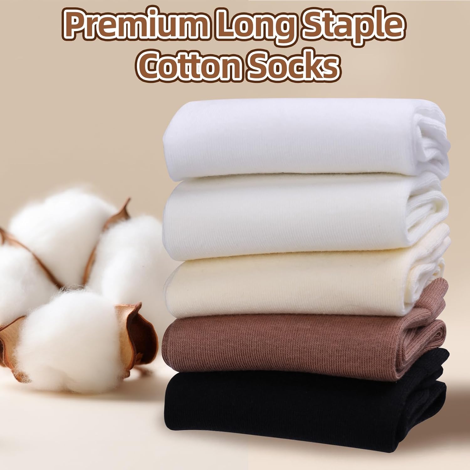 Men Women‘s Cotton Crew Ankle Socks 5 Pack - Breathable Seamless Toe Cushioned Sole for Office Work Travel Daily Comfort, Premium Long Staple Soft Socks for Sneakers