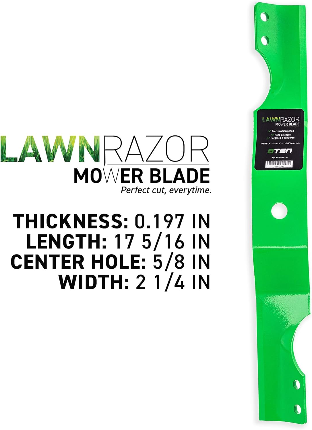 8TEN LawnRAZOR Mower Blade for Ariens 34 inch Decks Zoom Zero Turn Mowers 03971900 (Notched Medium Lift) 2 Pack