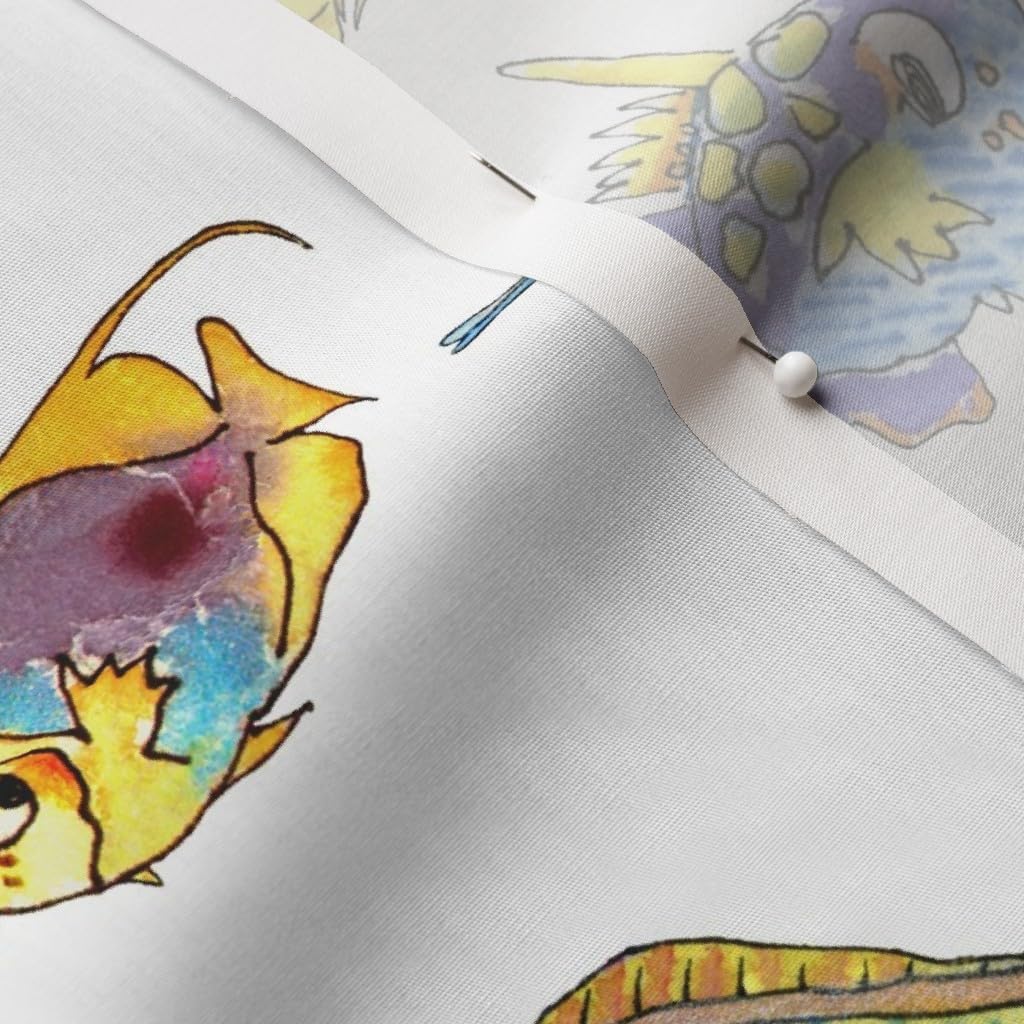Spoonflower Fabric - Cute Cartoon Tropical Fish Funny Ocean Sea Summer Beach Printed on Cotton Poplin Fabric by The Yard - Sewing Shirting Quilting Dresses Apparel Crafts