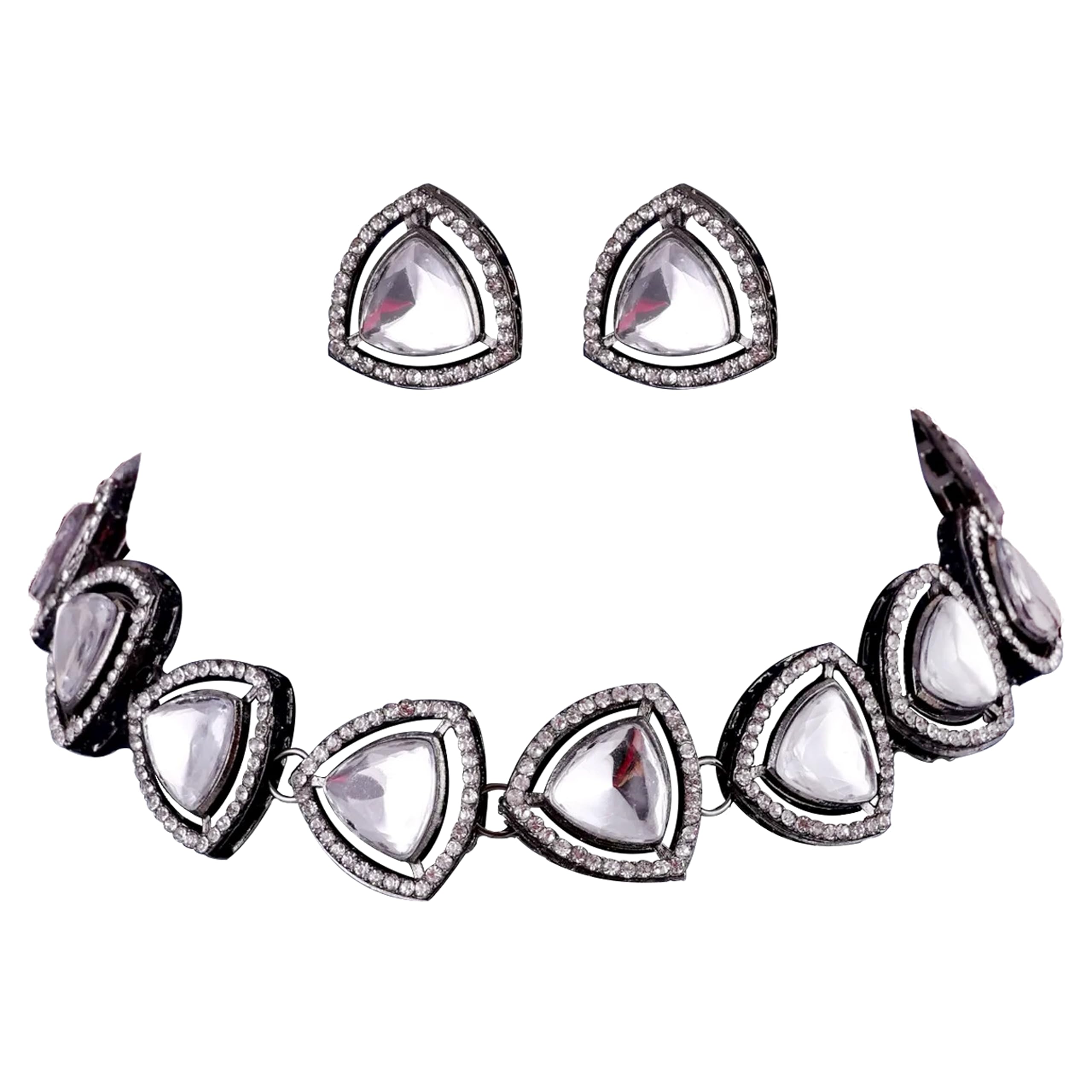 Shonas Style Polki Choker Necklace Set with Stud Earrings for Women and Girls Black (B0DBZ9JHMN) Amazon Price History, Amazon Price Tracker