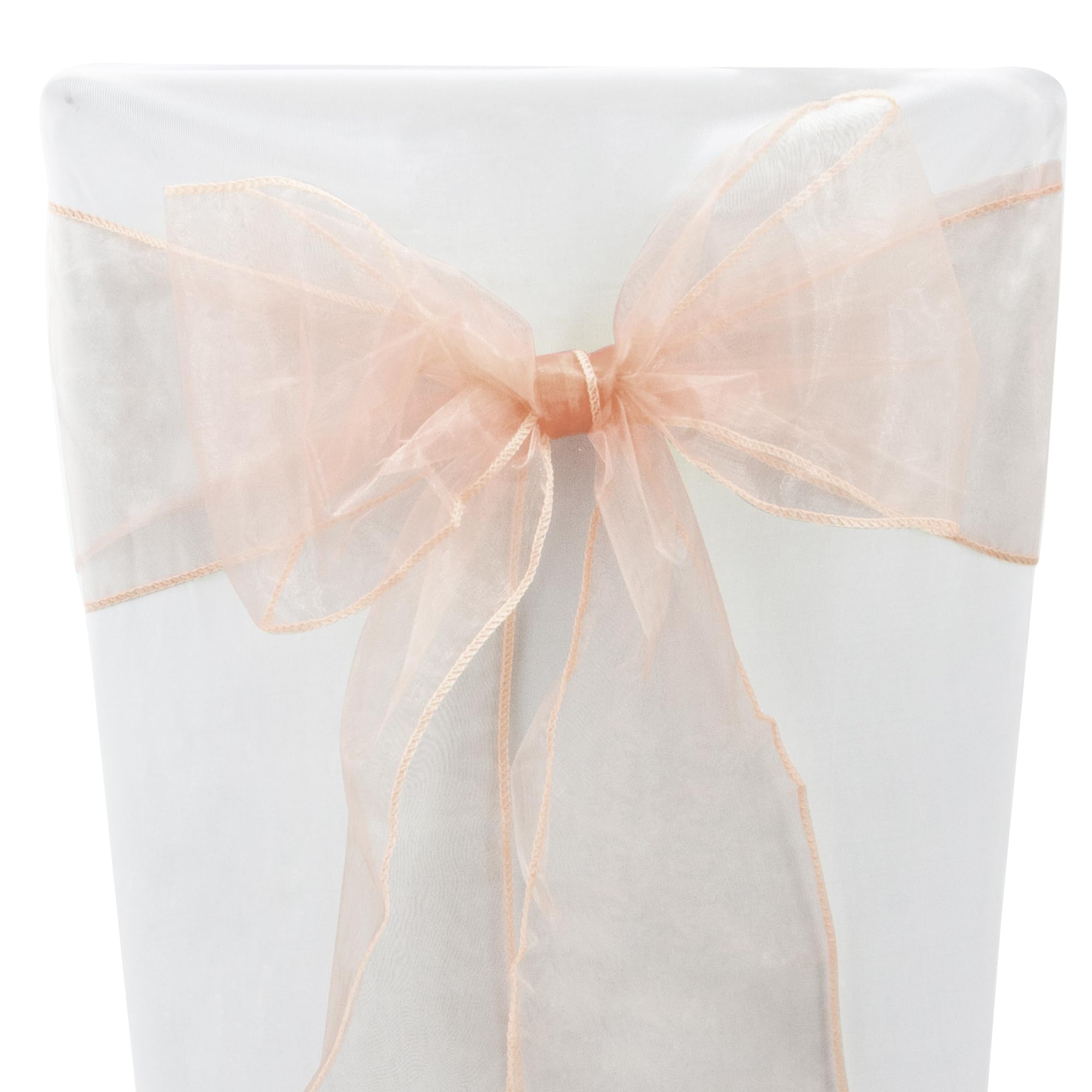 Time to Sparkle 30PCS 17x280cm Organza Chair Sashes Wider Fuller Cover Party Decoration Bow Sashes for Wedding -Peach Melba