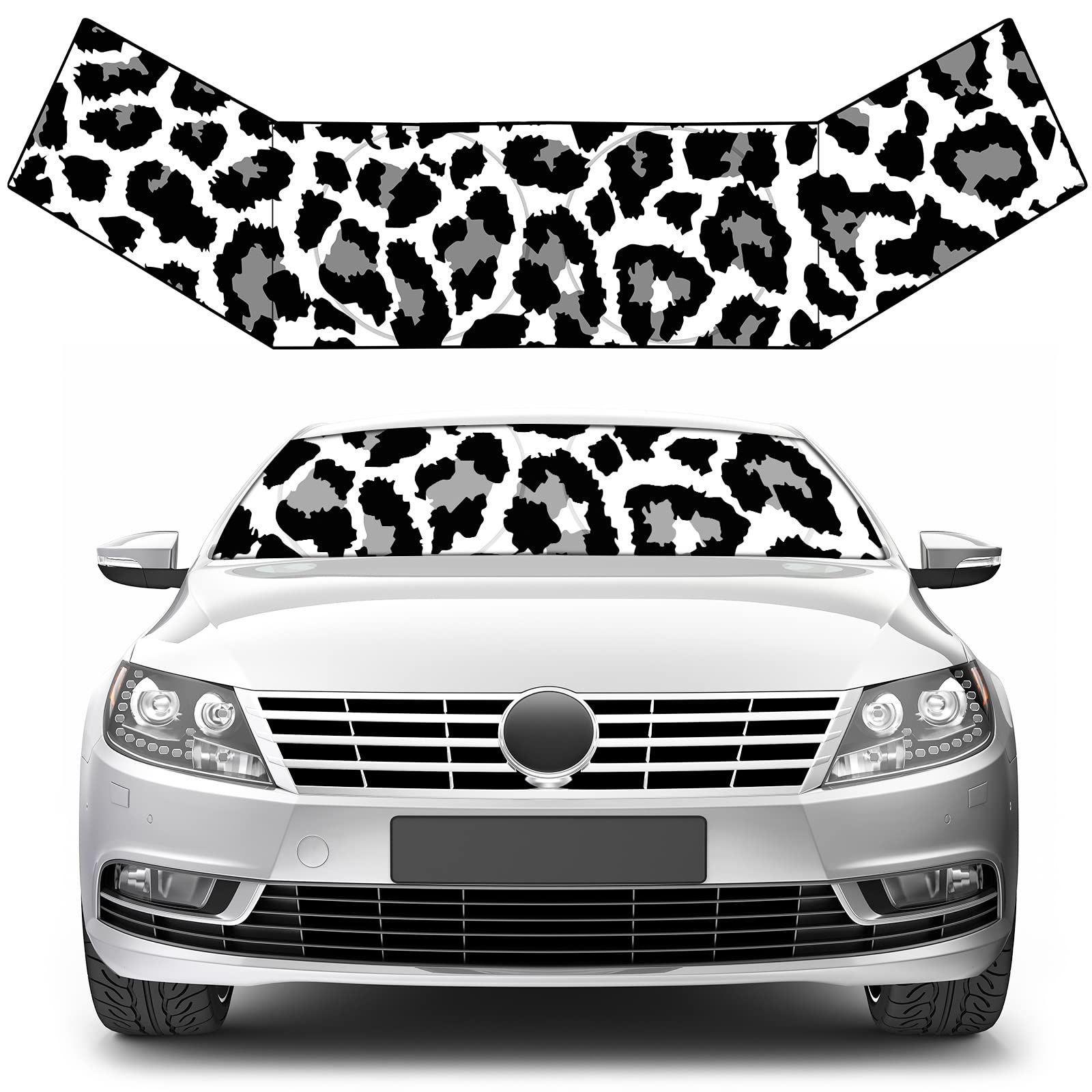 Car Sun Shade Windshield Car Window Shades car Shade Front Windshield Against Uv Rays for Heat Combination of The Front and Side Window Sunshades Shield (Leopard Print)