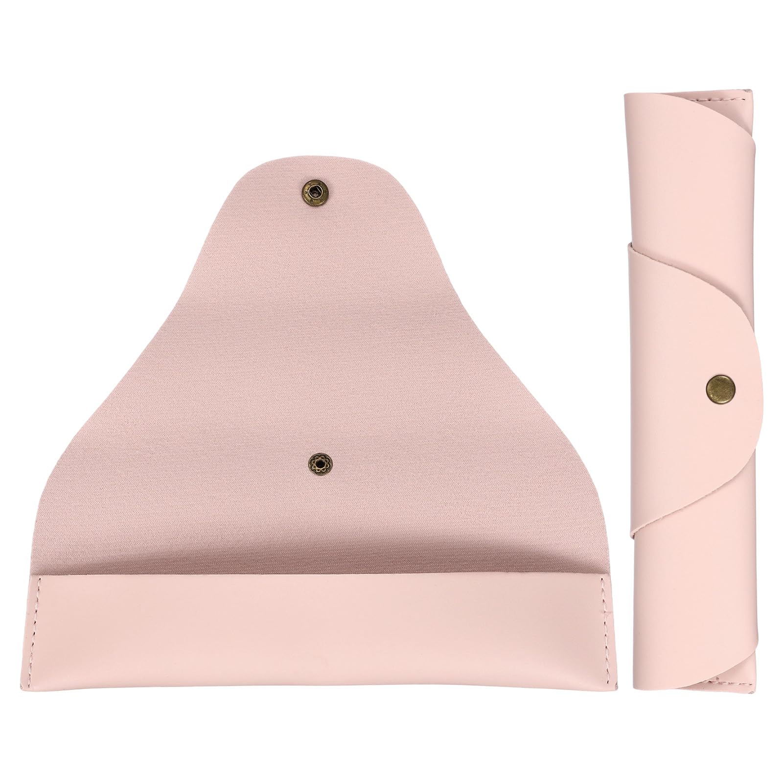 PATIKIL Vintage Leather Pen Case Roll Leather Pen Holder, 2 Pack Snap Cover Pencil Sleeve Case Roll Bag for Ballpoint Markers Art Supplies Office, Pink