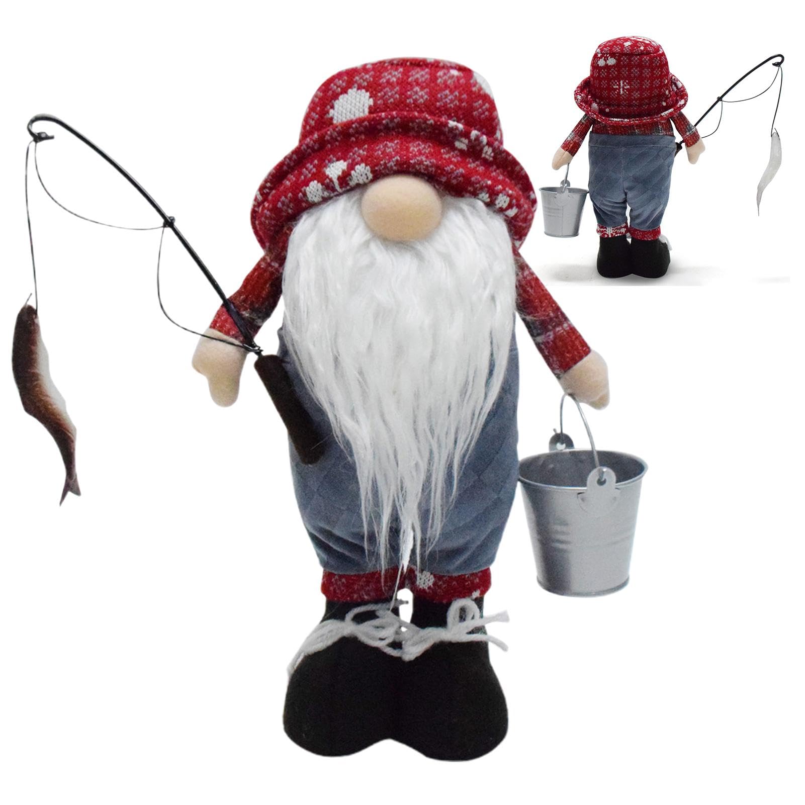 Ornamento a forma di gnomo senza volto, statuette di Tomte fatte a mano, decorazione da tavolo, gnomo da pesca, decorazione rustica per la casa, gnomo da pesca fatto a mano per fascino stravagante