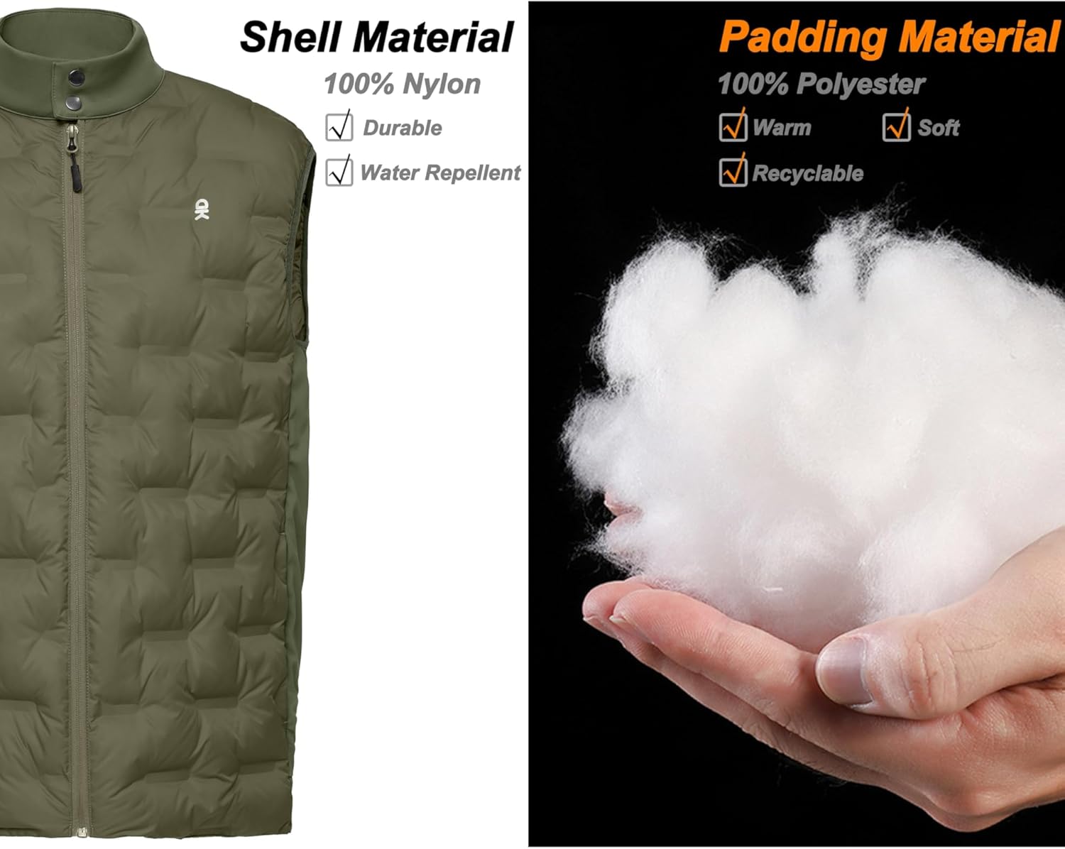 Little Donkey Andy Men's Lightweight Puffer Vest, Outdoor Windproof Sleeveless Jacket for Hiking Travel Golf - Image 6