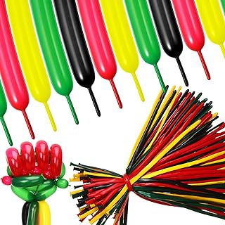 120 Pcs Juneteenth Balloons Black History Month Decoration 12 Inch Long 260 Latex Twisting Balloons for 1865 African American Independence Party Supplies Parade Event(Red,Yellow,Black,Green)