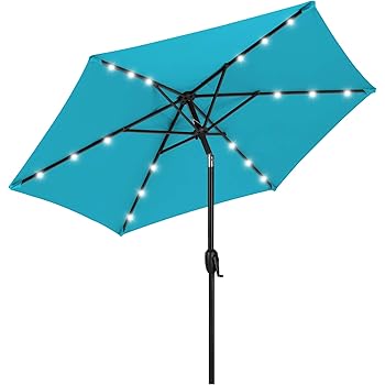 Amazon Com Best Choice Products 10ft Solar Led Lighted Patio Umbrella W Garden Outdoor