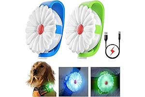 Dog Collar Light 2 Packs Clip-on Rechargeable Waterproof LED Flashing Collar 2 Colors