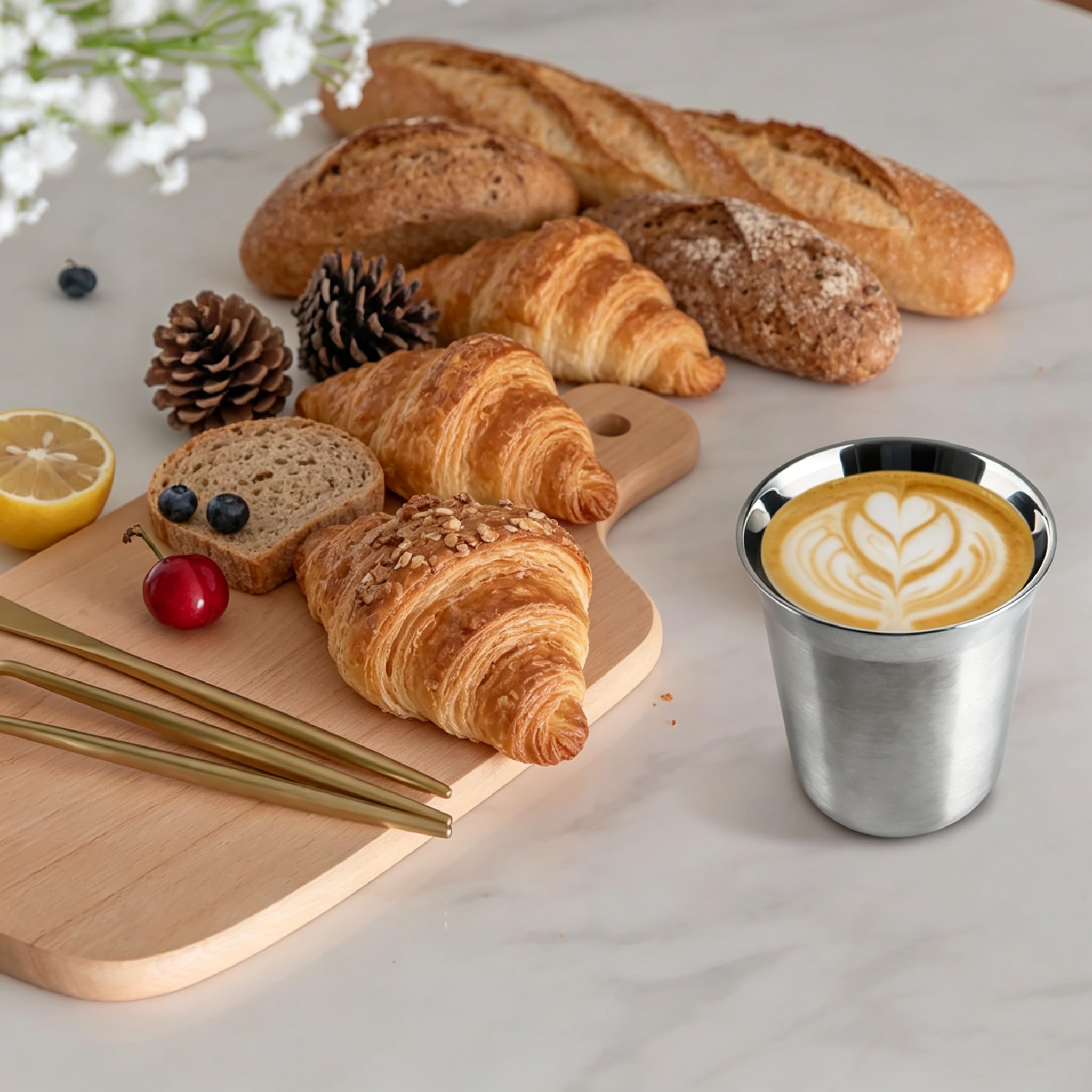 Love-KANKEI Filiżanki do espresso, filiżanki do kawy ze stali nierdzewnej, podwójne ściany, izolowane, nadają się do mycia w zmywarce, 150 ml x 2 sztuki | Izolowane kubki do kawy ze stali nierdzewnej o podwójnych ściankach 150 ml