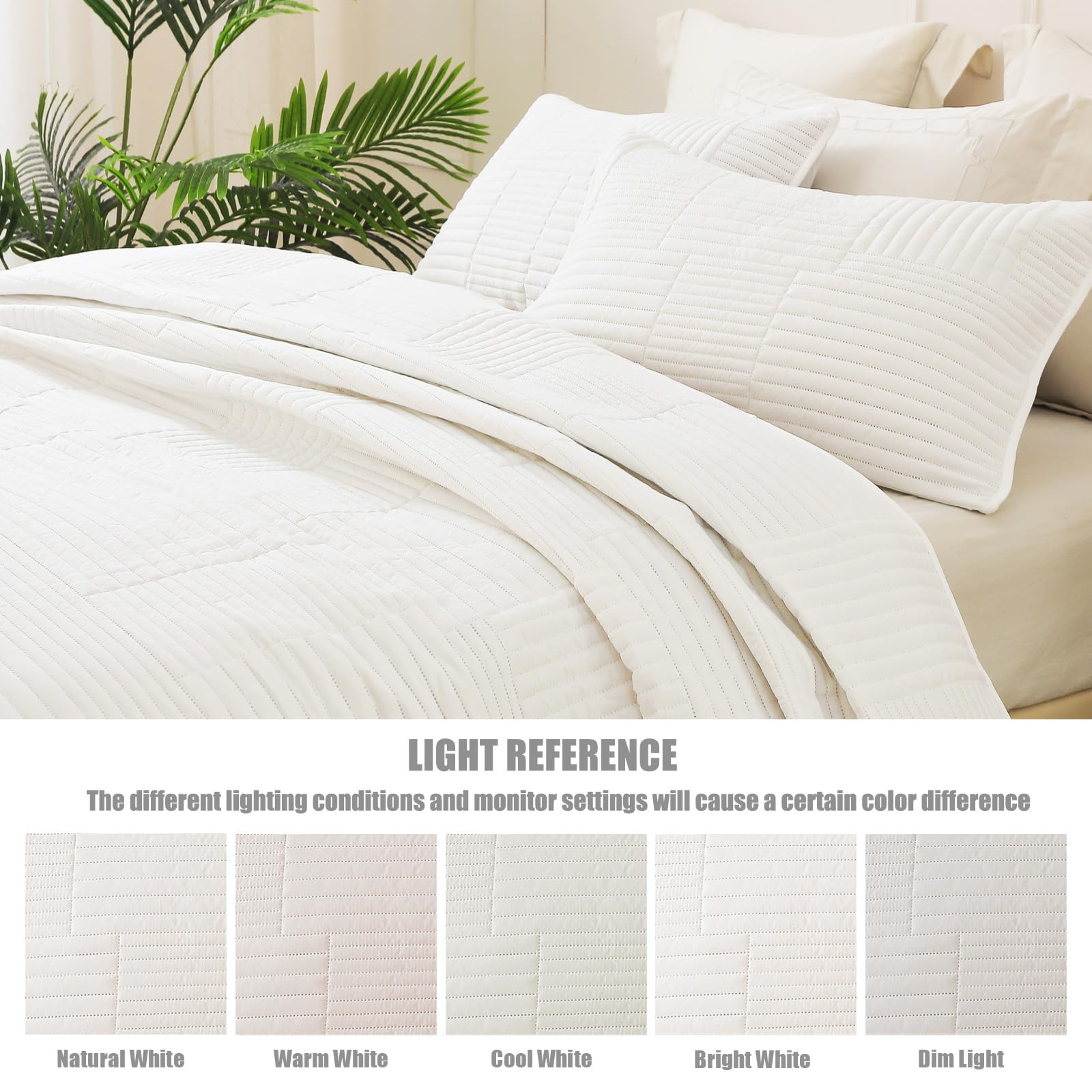 Whale Flotilla Quilted Bedspreads 3 Piece Queen Size Stripe Bedding Set, White, Full/Queen (220×240CM) - Image 5