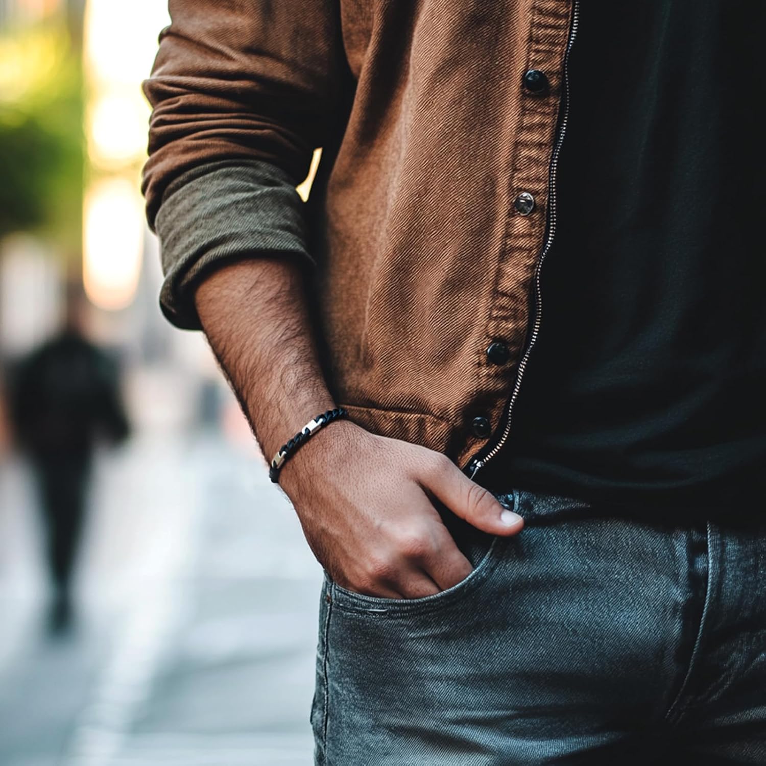 Mens Cuban Chain Link Bracelet - Stainless Steel Cuban Bracelets for Men - Men's Chains Wrist Jewelry Waterproof - Non Tarnish Metal Miami Bracelet - Mens Trendy Simple Thick Durable Link Bracelets Black & Gold 8.5 inch - Image 5