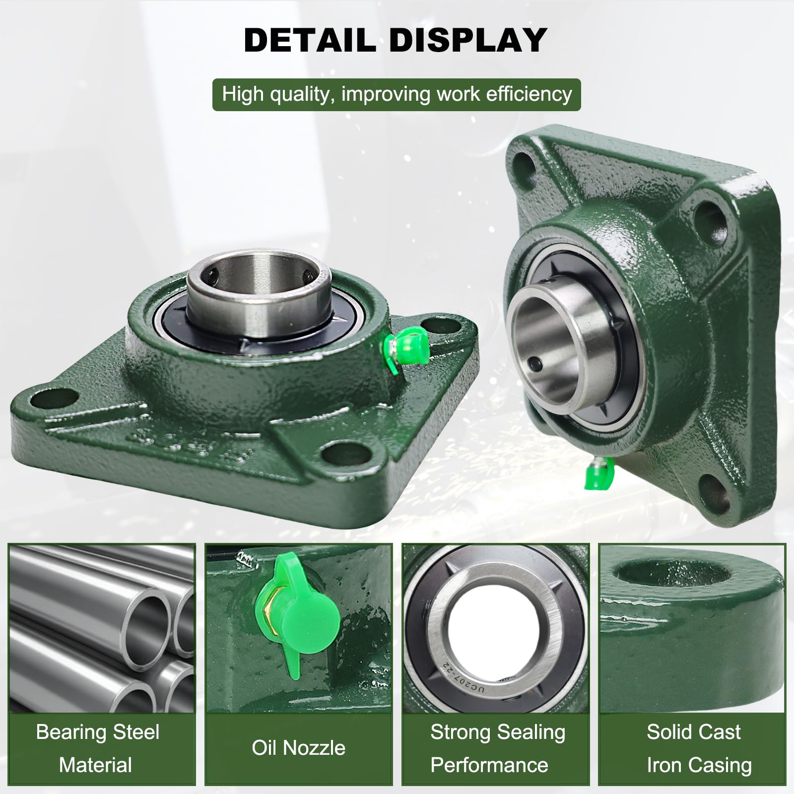 4-Pack UCF207-20 Pillow Block Flange Bearings - 1-1/4" Bore, 4-Bolt Solid Base 3 thumbnail image