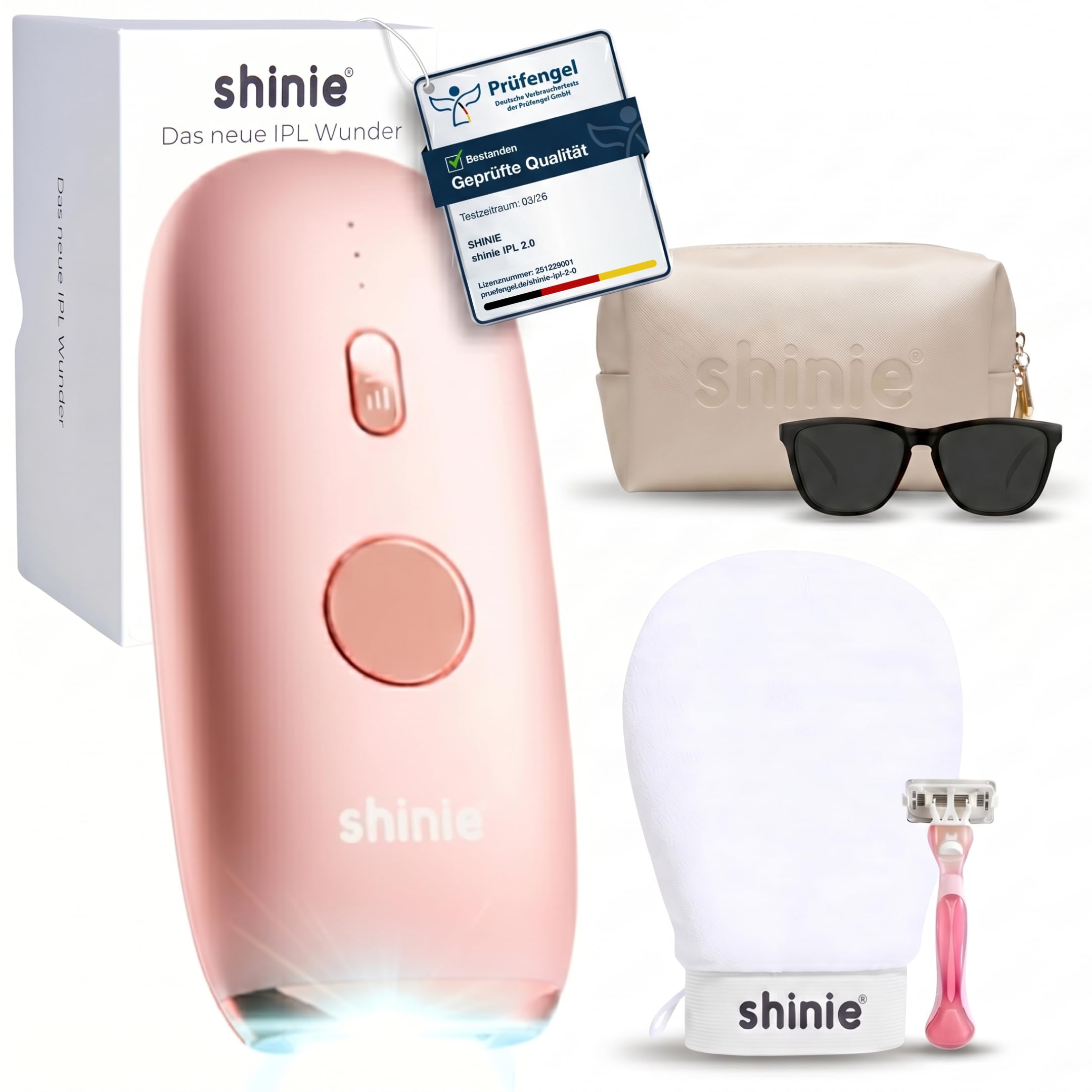 shinie Smart IPL Gerät Haarentfernung 2.0 — Professionelle Dauerhafte und Schmerzfreie Laser Haarentfernung für Zuhause, IPL Technologie — Inkl. Schutzbrille, Rasierer