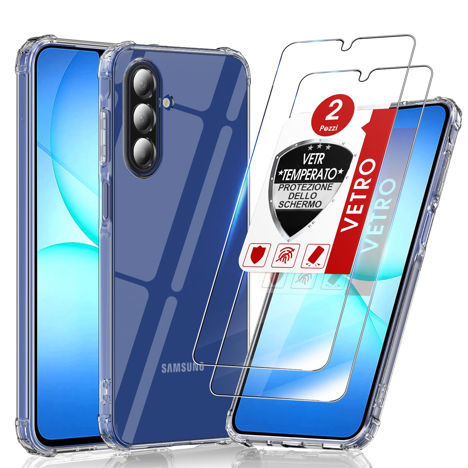 LeYi Cover per Samsung A17 5G/A 17 5G con 2 Vetro Temperato(Trasparente) | Protezione Fotocamera Custodia Silicone Soft TPU Bumper Originale Slim Antiurto Case per Telefono Samsung Galaxy A17 5G
