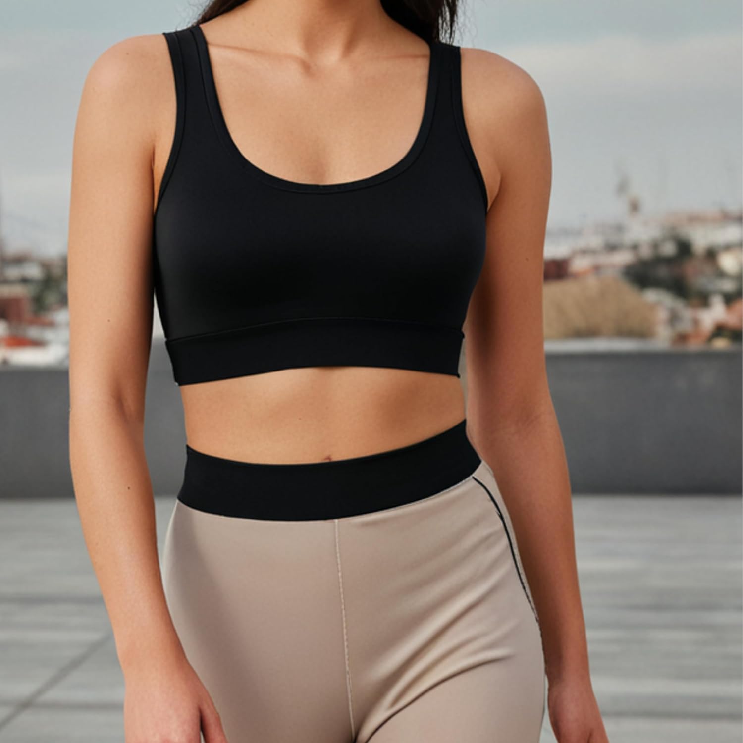 P&N Full Coverage Sports Bras for Women, Seamless High-Support Cotton Gym Bralettes, 2-Pack - Image 3