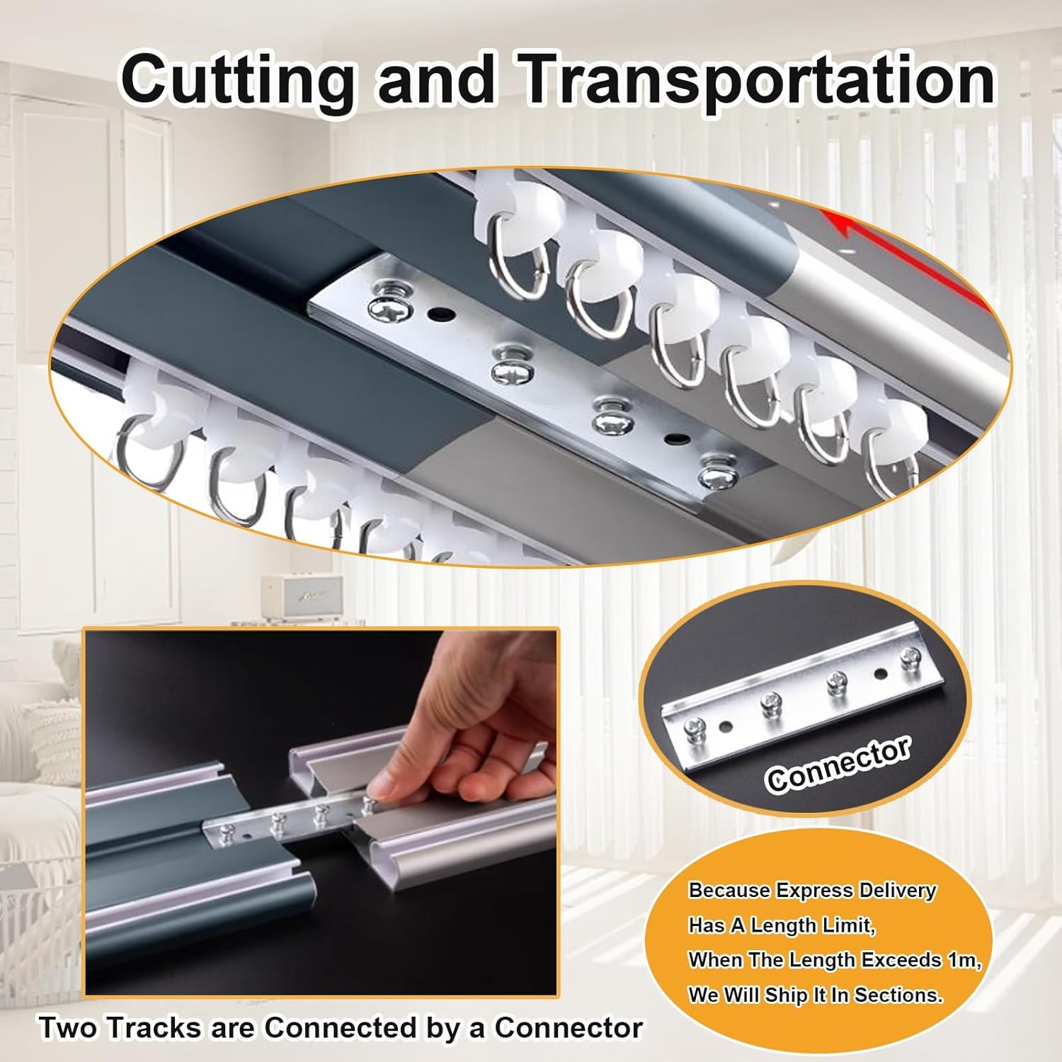 Roof Curtain Track Conjoined Double Track Rails Ceiling Mounting Heavy Duty Silent Rail 3.3ft-19.7ft Aluminum Window Rod for RV Living Room Hospital Bedroom(White,19.7ft)