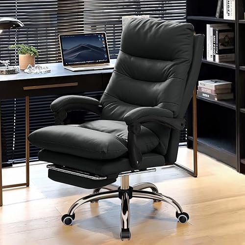 Silla de oficina con reposapiés, altura ajustable, suave, acolchada, silla de escritorio, respaldo alto, silla de computadora para el hogar, oficina