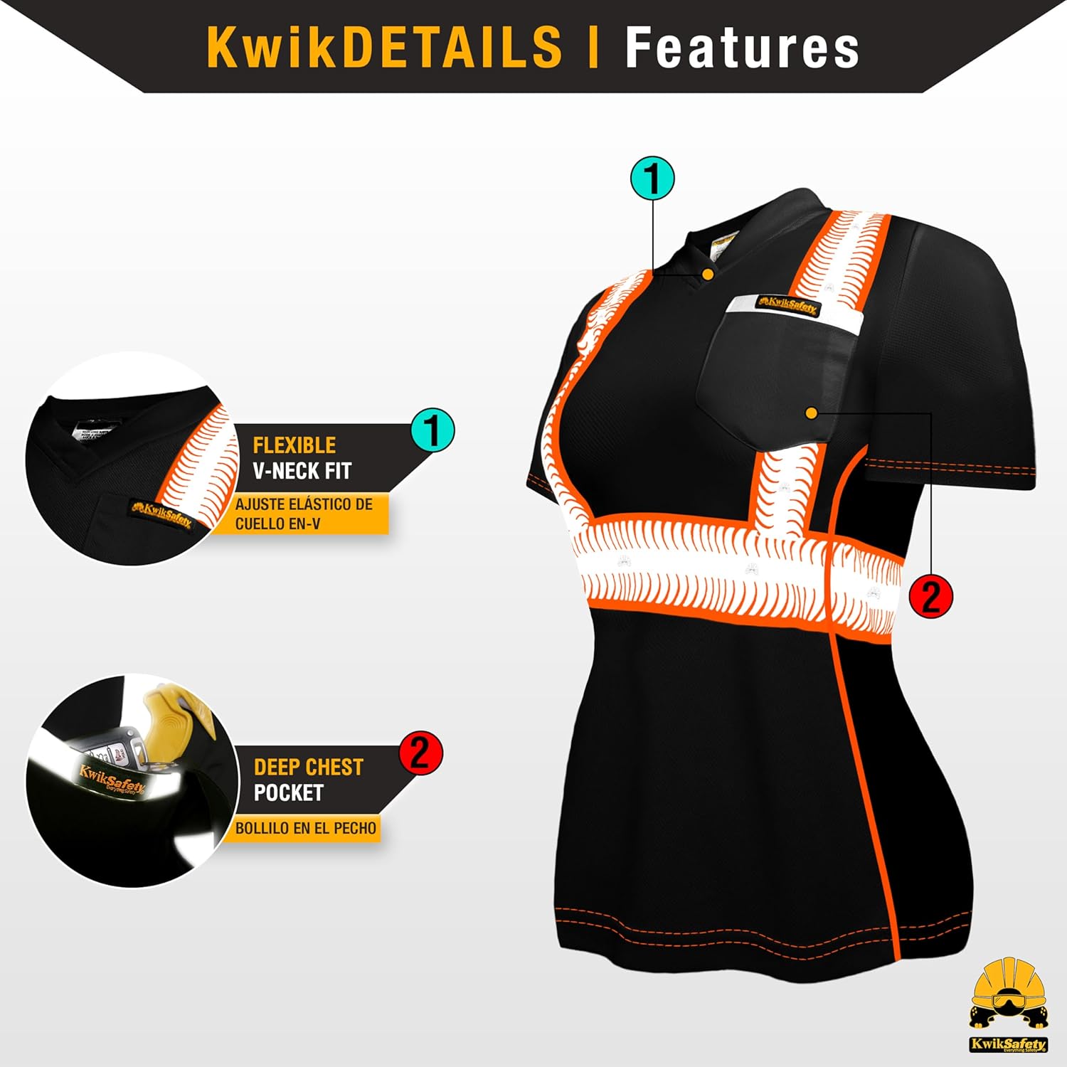 KwikSafety - Charlotte, NC - Vixen Hi Vis Short Sleeve Safety Shirt for Women [Angel Hair Reflective Tape] - Image 4