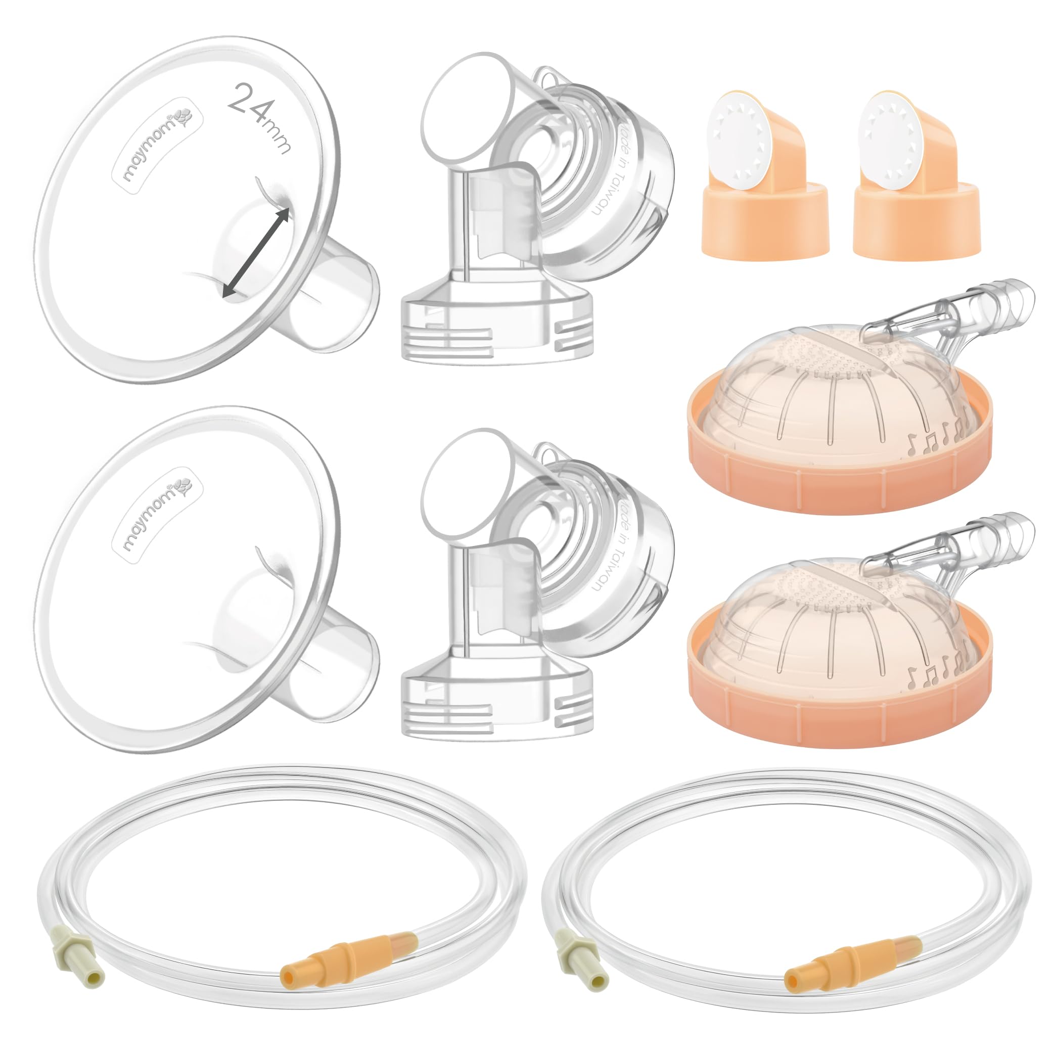 Maymom Pump Parts Compatible with Medela Symphony, 24mm Flange (Detachable Shield and Connector) Not Original Medela Symphony Replacement Pump Parts Tube Cap Membrane Valve