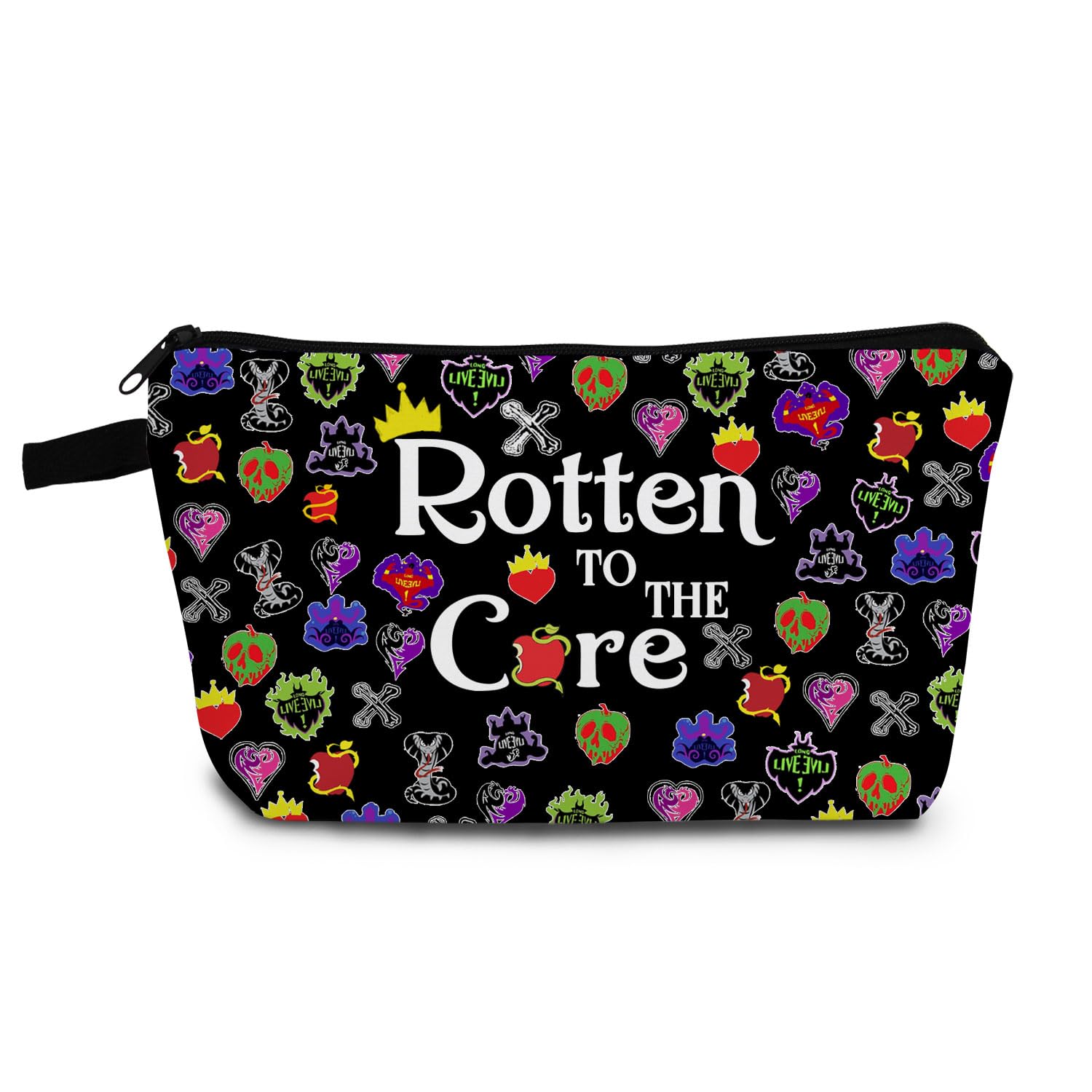 YULUENZE Black Villain Makeup Bag Villain Witchy Fans Gift Organizer Zipper Pouch Rotten to the Core Rotten Apple Toiletry Cosmetic Bag Gift for Women