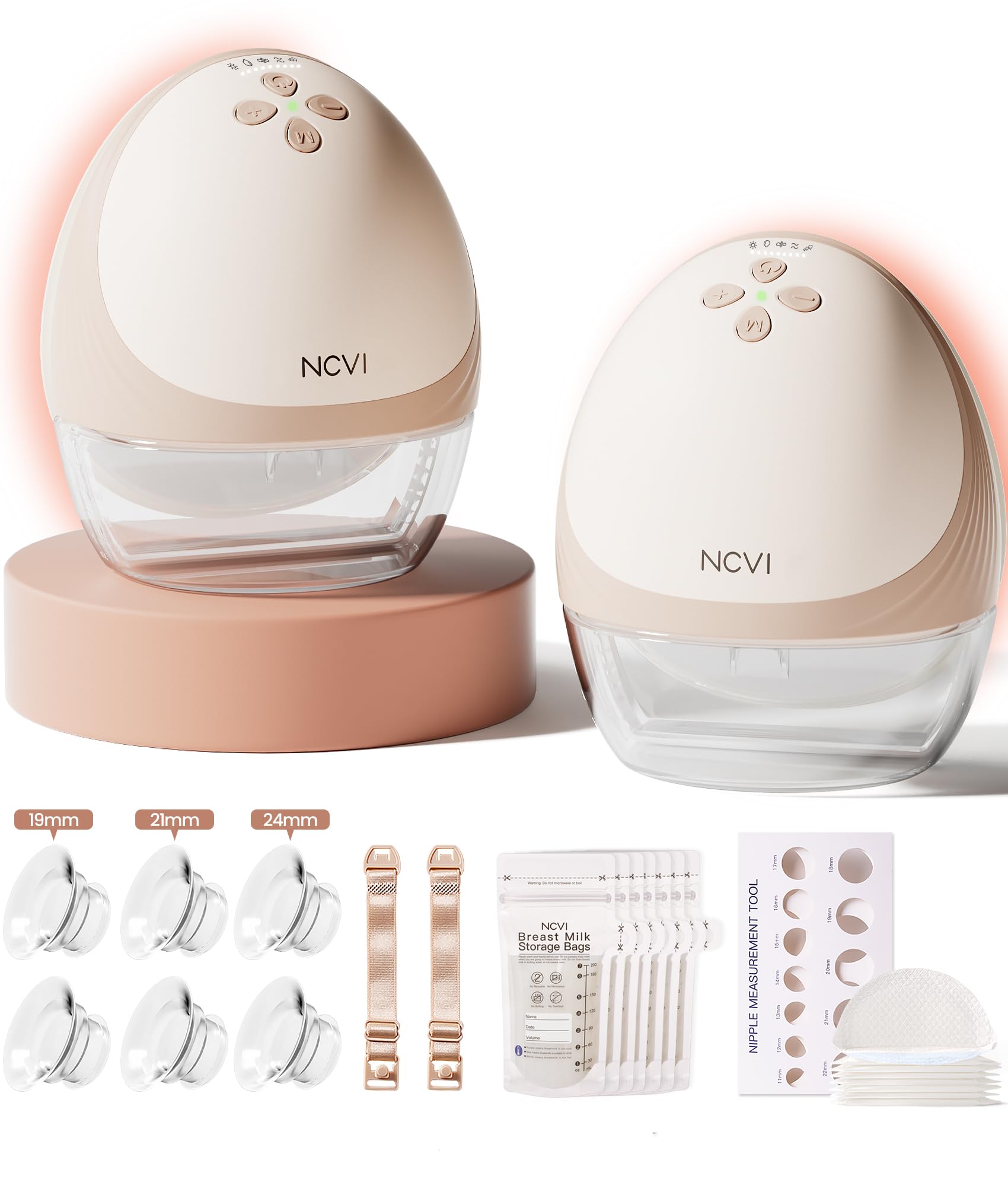 NCVI Heated Hands-Free Breast Pump, Wearable Warming Comfort, Hospital-Grade -300mmHg Suction, Slim & Quiet Electric Breastfeeding Pump, 4 Modes 9