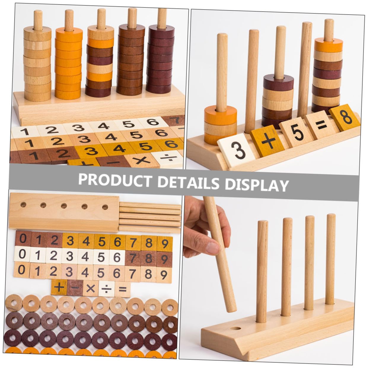 SUPVOX Juguete Educativo de Cálculo en Madera para Niños, Naranja | Decoracion Colegio, Fichas Redondas, Diseño Creativo, Enseñanza Numérica y Reconocimiento de Símbolos
