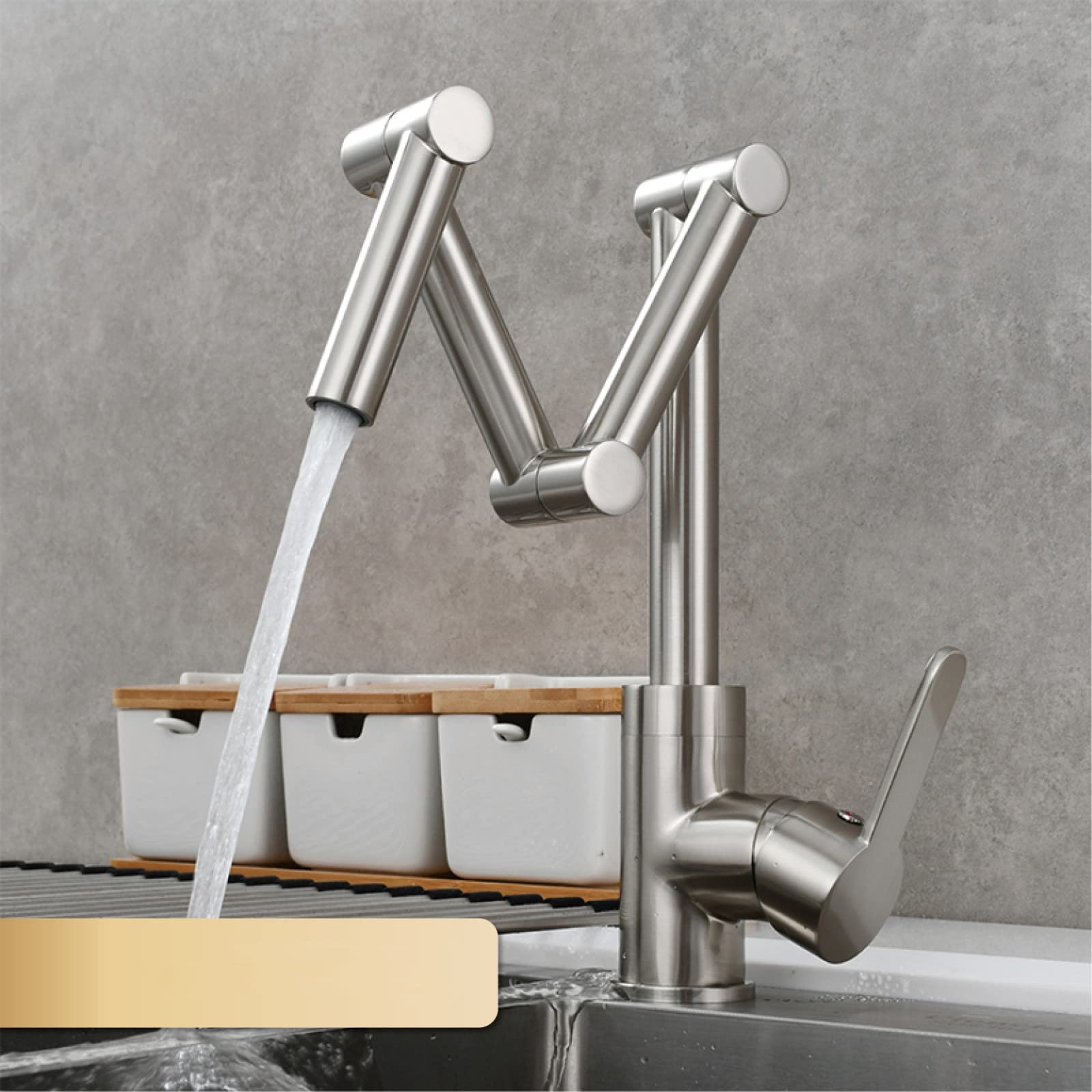 Yjyjy 1 Function Nickel Faucet Brass Pot Filler Faucet Deck Mounted Triple Joint Swing Arm Kitchen Faucet With Hot And Cold Water Brushed Finish Extendable And Foldable Design 2 Functions Tap