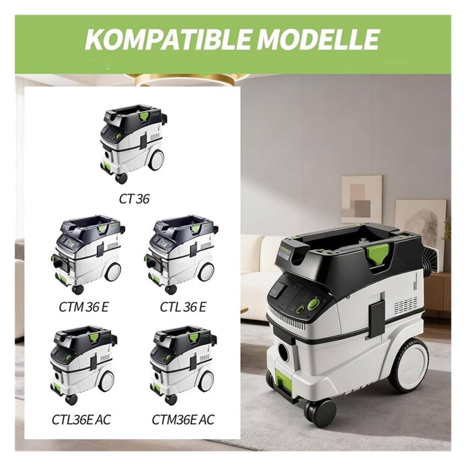 6-pak worków do odkurzacza kompatybilnych z Festool CT 36/CTM 36 E/CTL 36 E, 5-warstwowy zestaw do wymiany filtra, numer części 496, wysoka wydajność