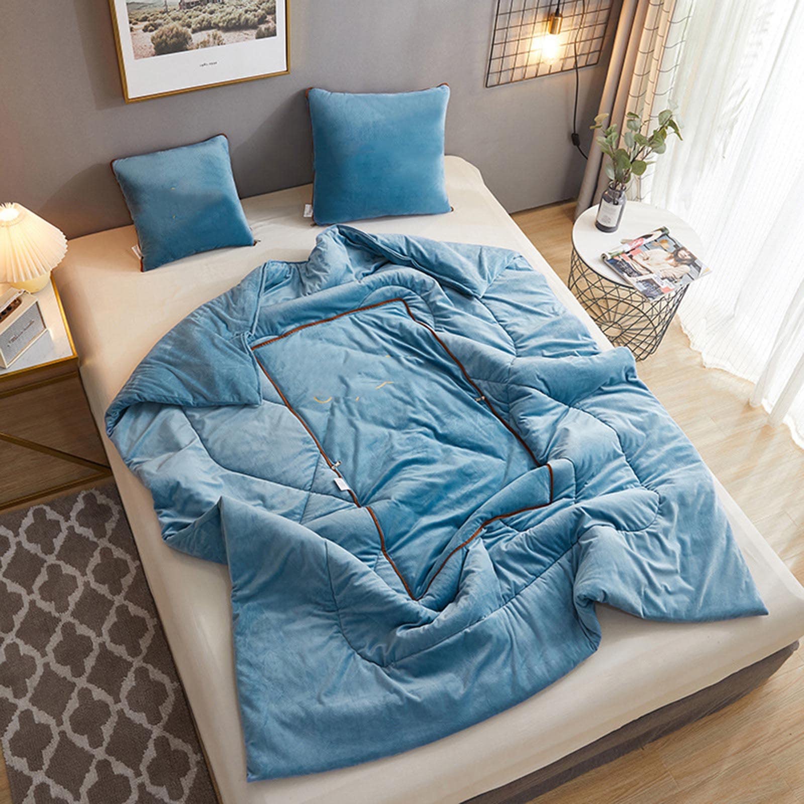 JUSHZ Coperta Pile Singolo Divano Scaldaletto Copertina Cuscino E Trapunta A Doppio Uso Addensato In Inverno Pisolino (yellow,145x190cm)