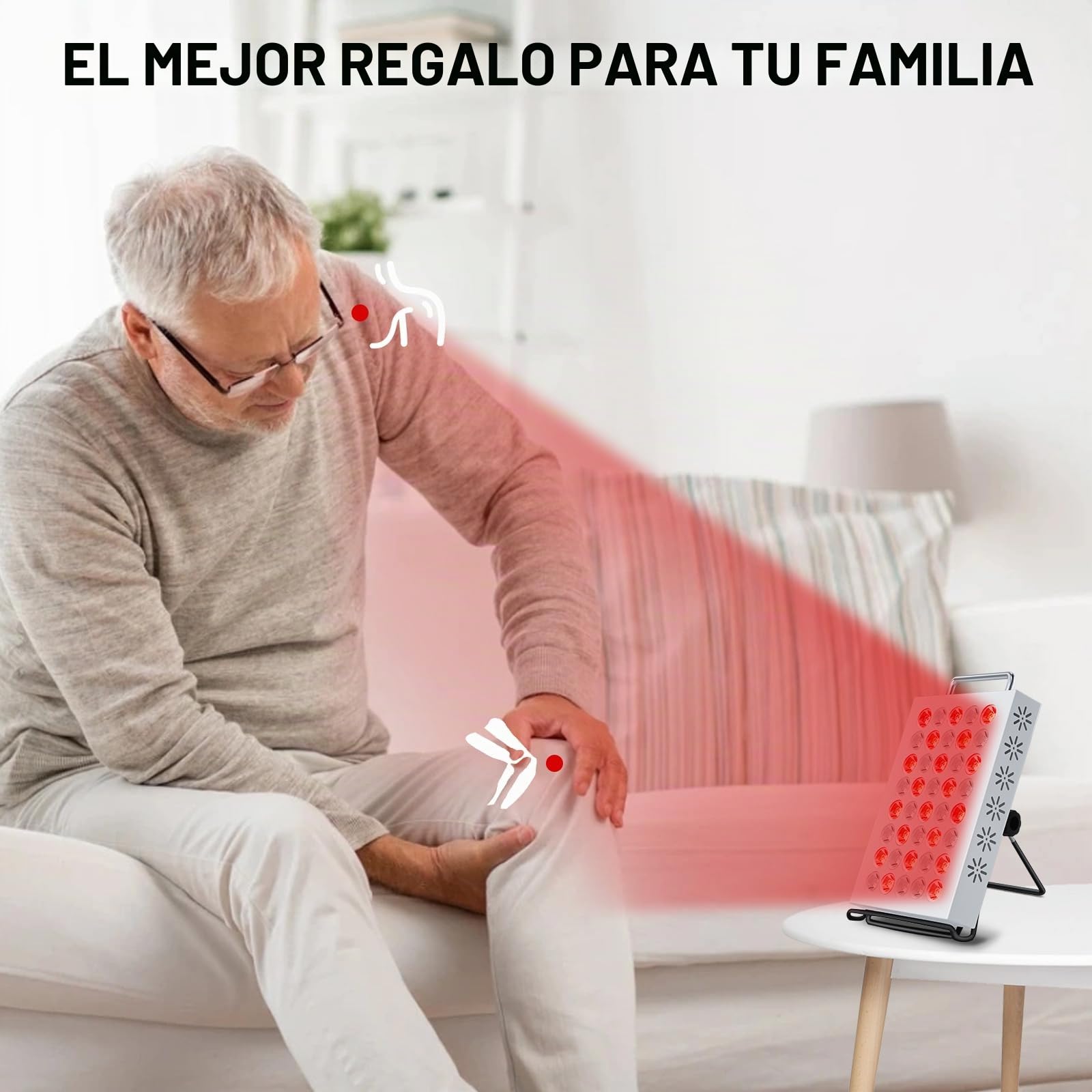 Lámpara de Luz Roja 660nm & 850nm, Panel de 40 LED con Temporizador, Luz Roja para Casa/Oficina