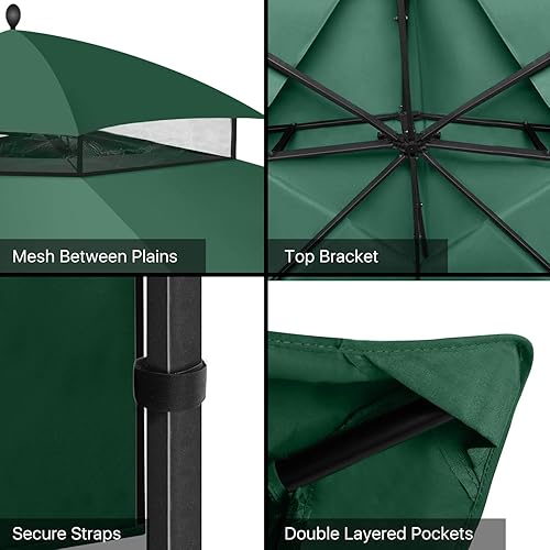 Miniatura 3 de Flexzion Cubierta de repuesto para toldo de 10 x 12 pulgadas, cubierta para glorieta Lowe's Home Depot Allen y Roth, cubierta UV UPF 50+ para