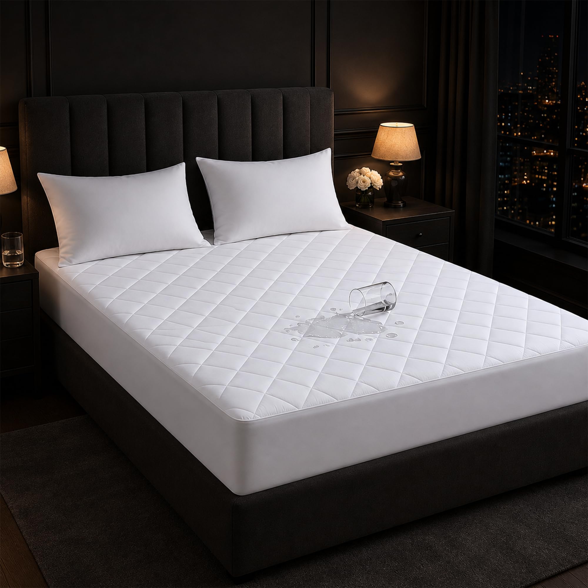 Double Mattress Protector 135 x 190cm + 40cm Deep โ Waterproof Hotel Quality 100% Microfibre Quilted Mattress Protector โ Hypoallergenic Extra Deep Elasticated Fitted Bed Cover (Double)