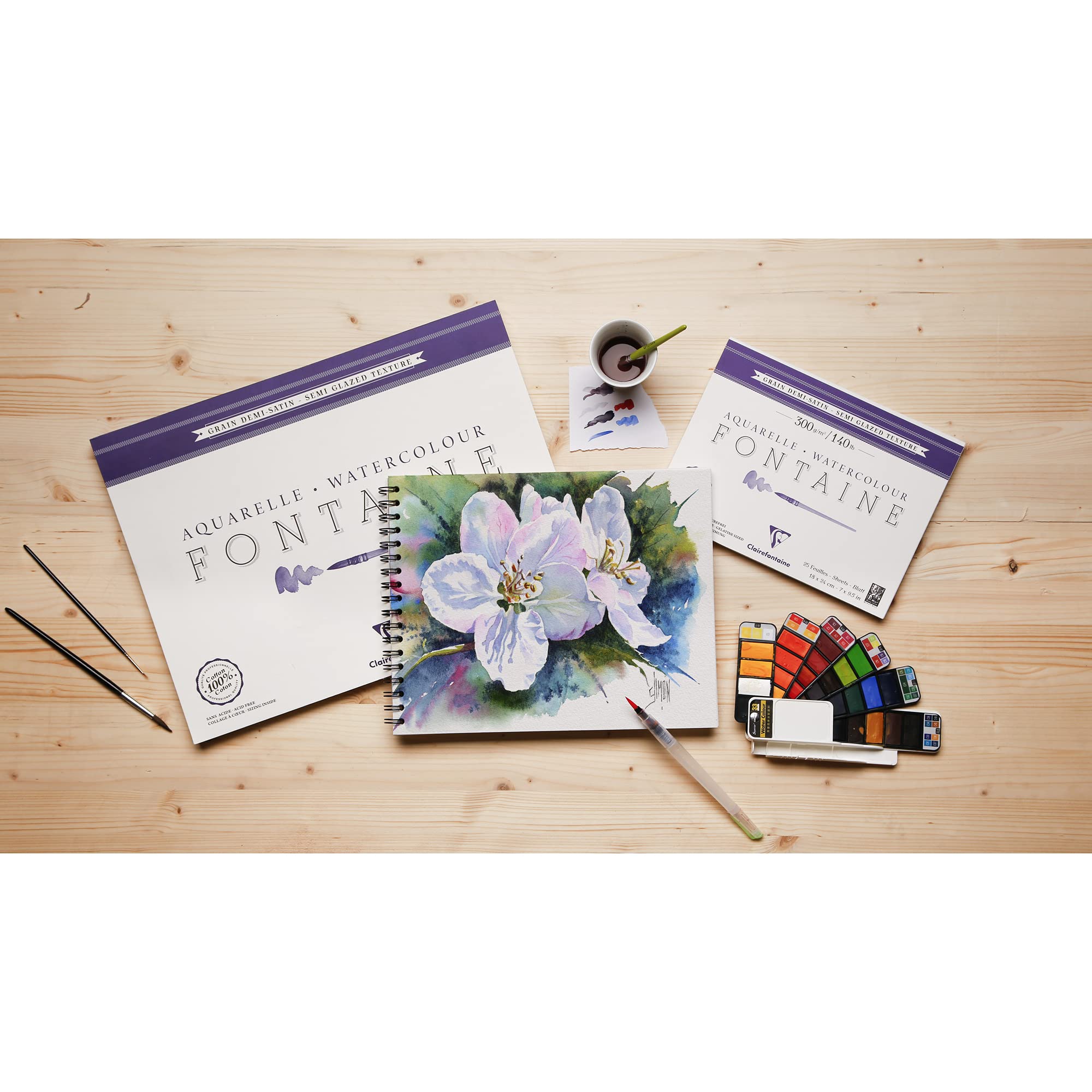 Clairefontaine 96408C blok do akwareli klejony z 4 stron 36x48 cm 300 g