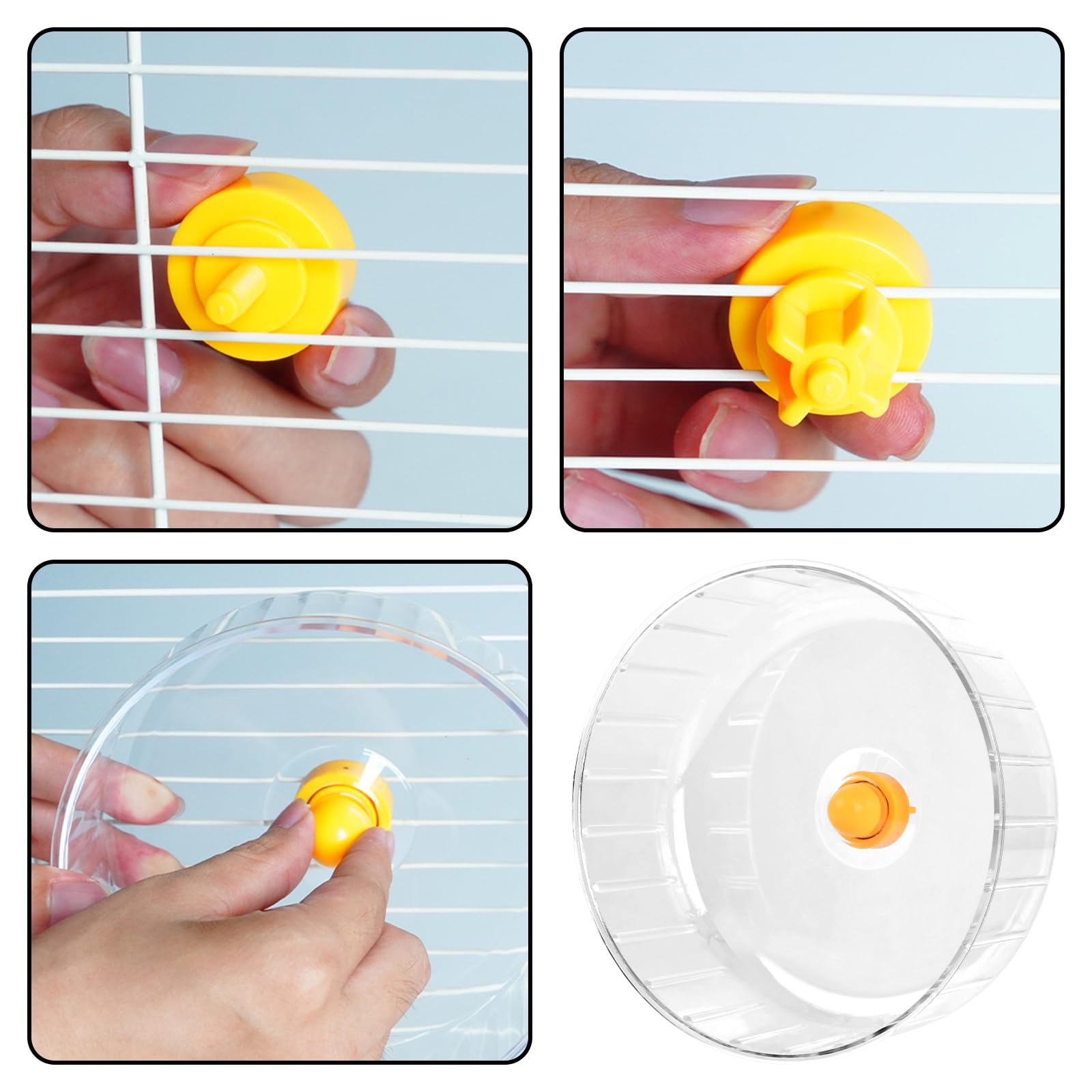 Ruota Criceto Silenziosa, 17 cm Dual-Bearing Criceto Esercizio Ruotas Tranquillo Spinning, Ruotas da Corsa per Criceti, Plastica Ruota da Corsa Trasparente per Gerbilli, Roditori, Topi，Orso d'oro