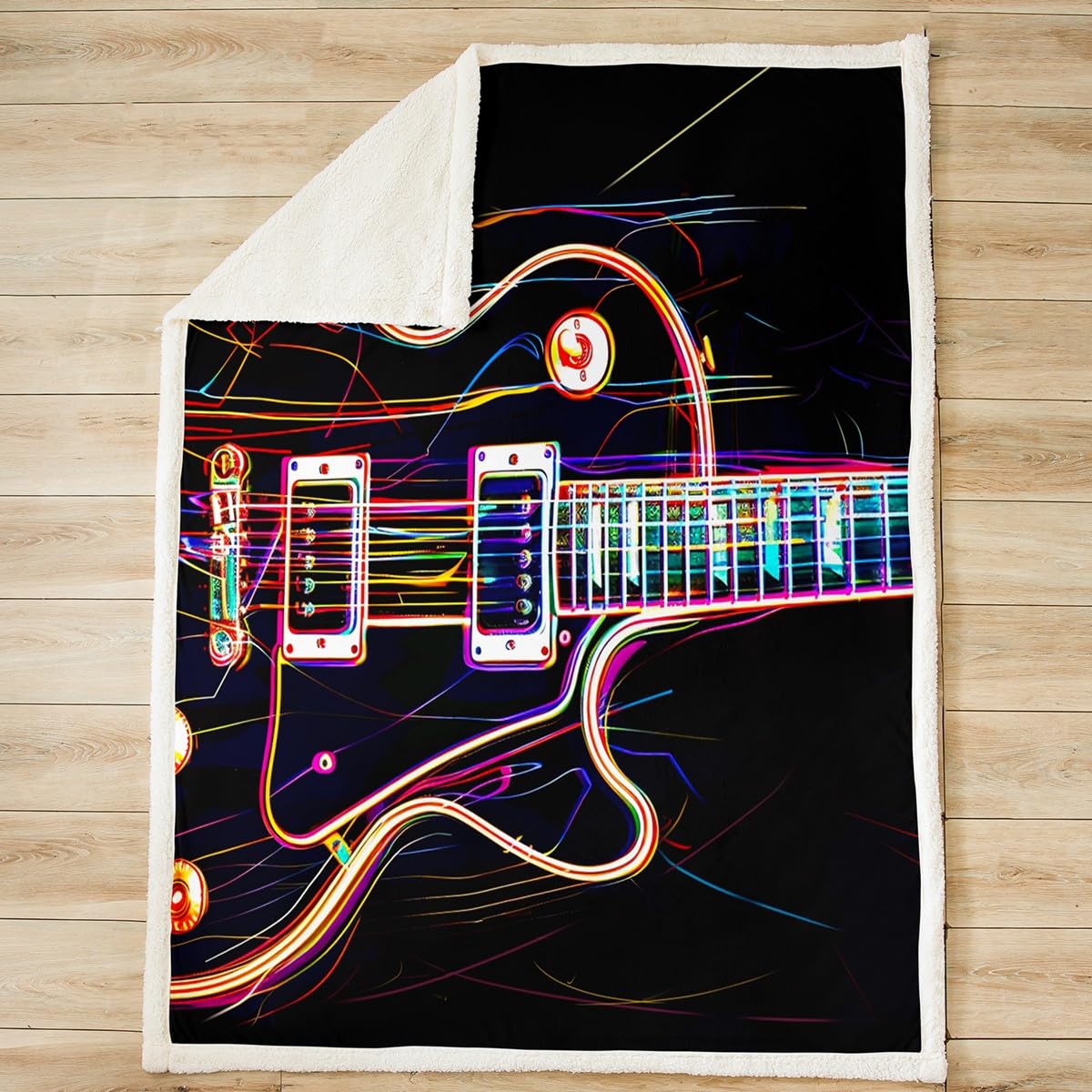 Manfei Coperta per letto per bambini, a tema musica rock, per ragazzi e ragazze, decorazione per la stanza, strumento musicale, hip-hop, coperta in pile morbida e traspirante (228 x 228 cm)